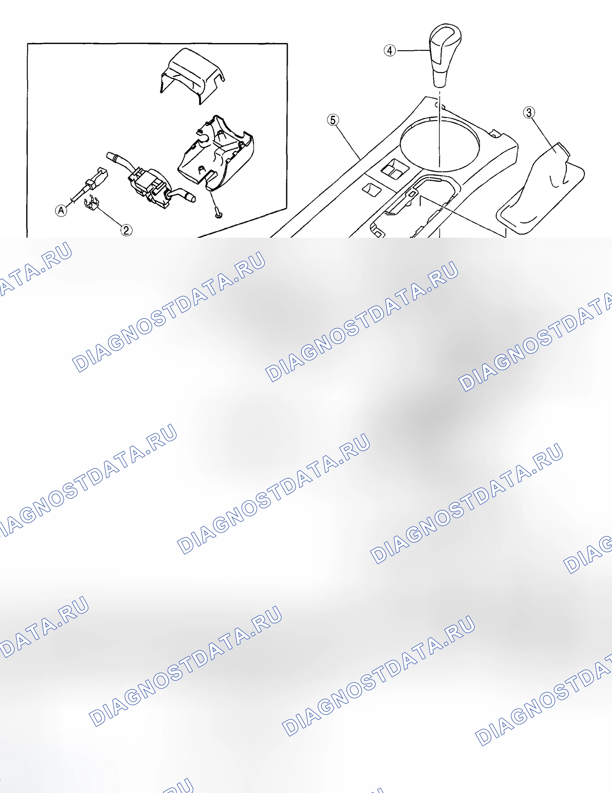 Рис. 192: СНЯТИЕ / УСТАНОВКА РЫЧАГА СЕЛЕКТОРА. Mazda MX-5 NC рестайлинг