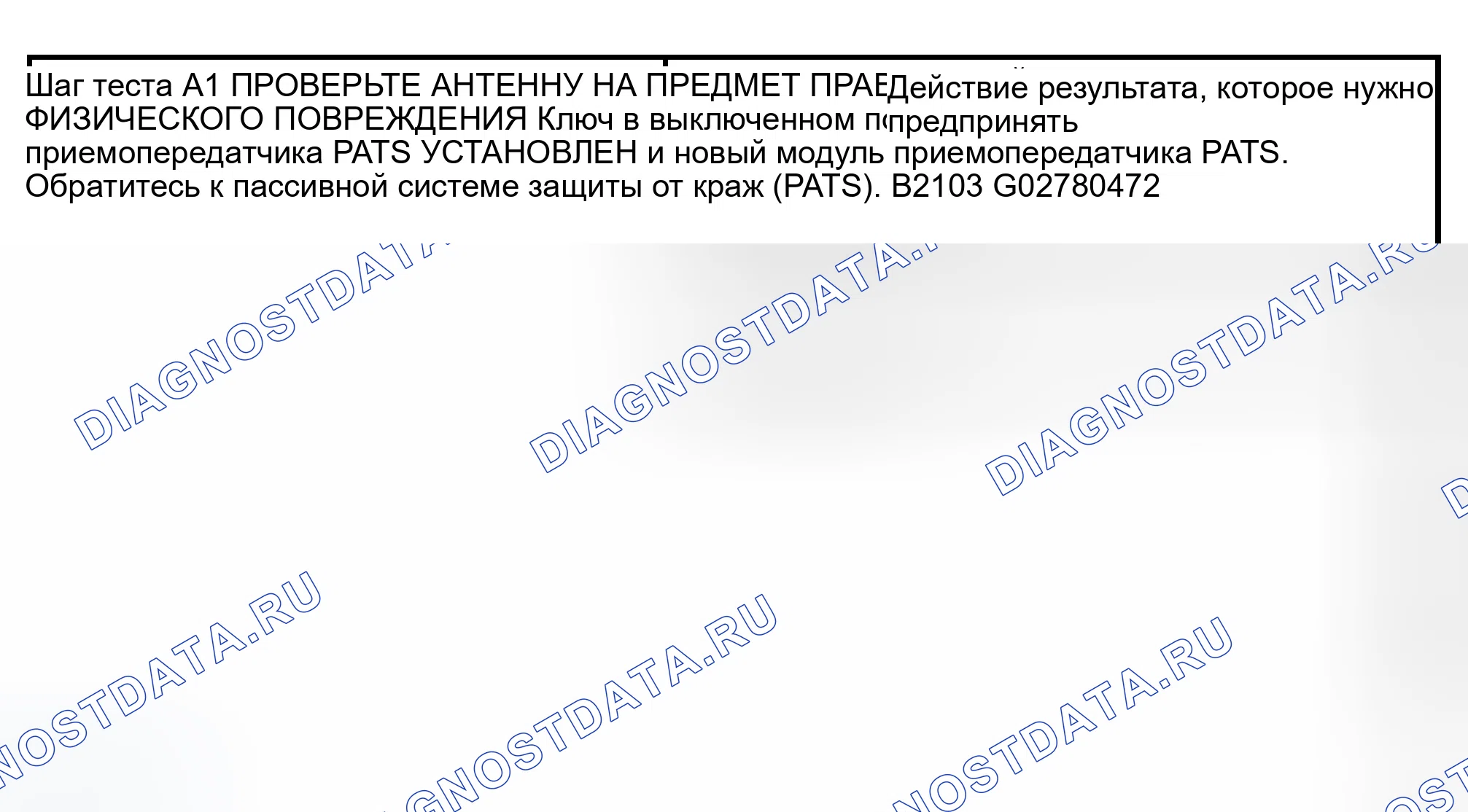 Рис. 4: диагностический тест A: АНТЕННА НЕ ОБНАРУЖЕНА. Ford Expedition II