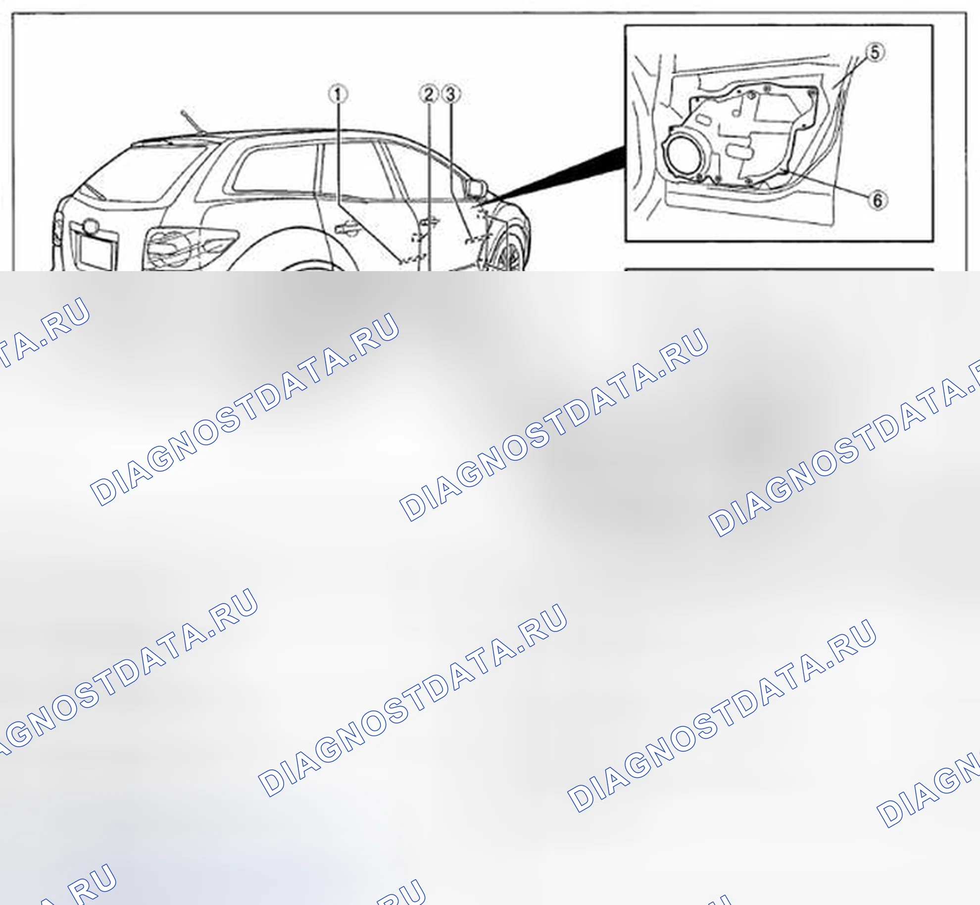 Рис. 25: ИНДЕКС РАСПОЛОЖЕНИЯ ДВЕРЕЙ И ПОДЪЕМНЫХ ВОРОТ. Mazda CX-7 I рестайлинг