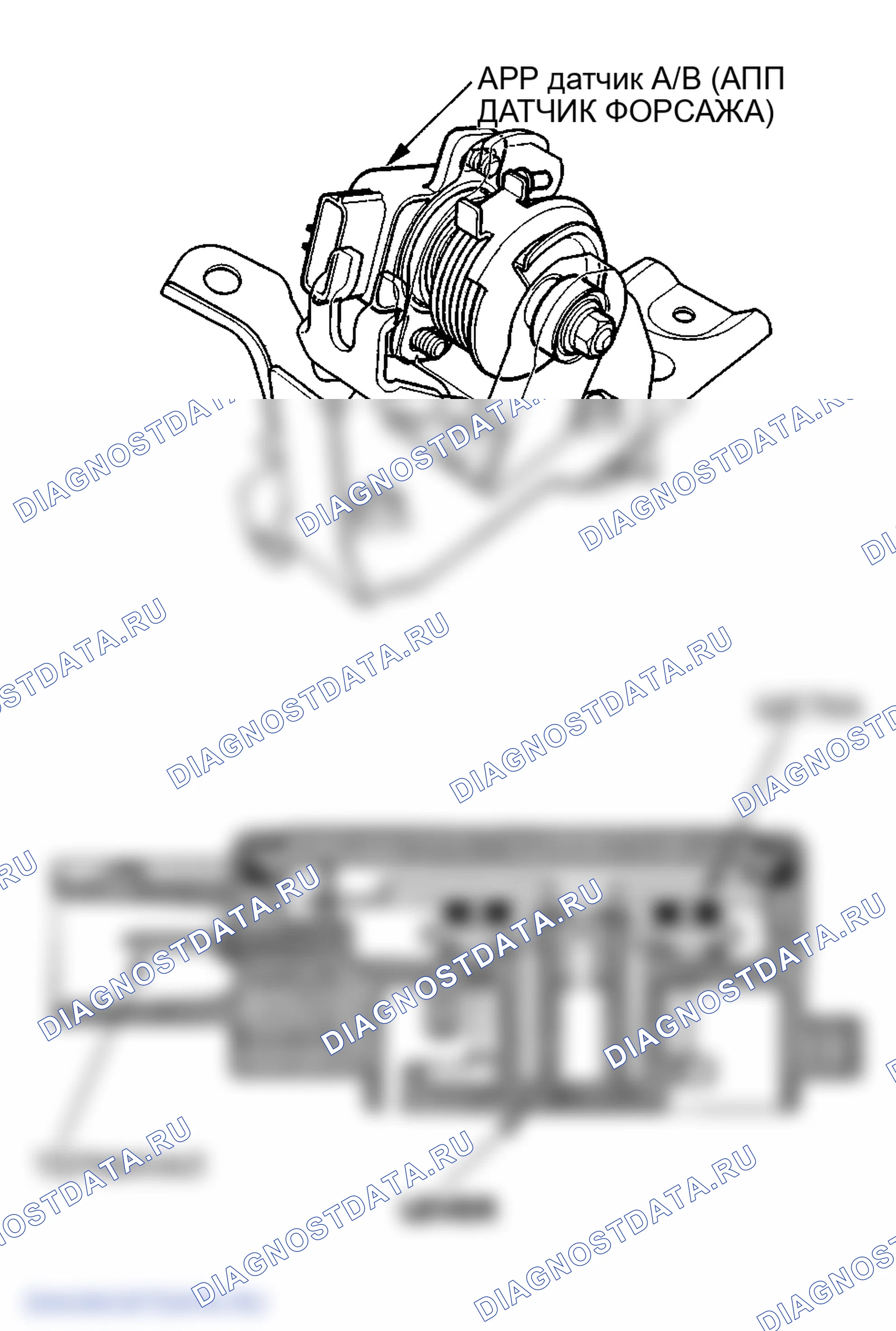 Рис. 30: Датчик положения педали акселератора (APP). Honda Ridgeline I