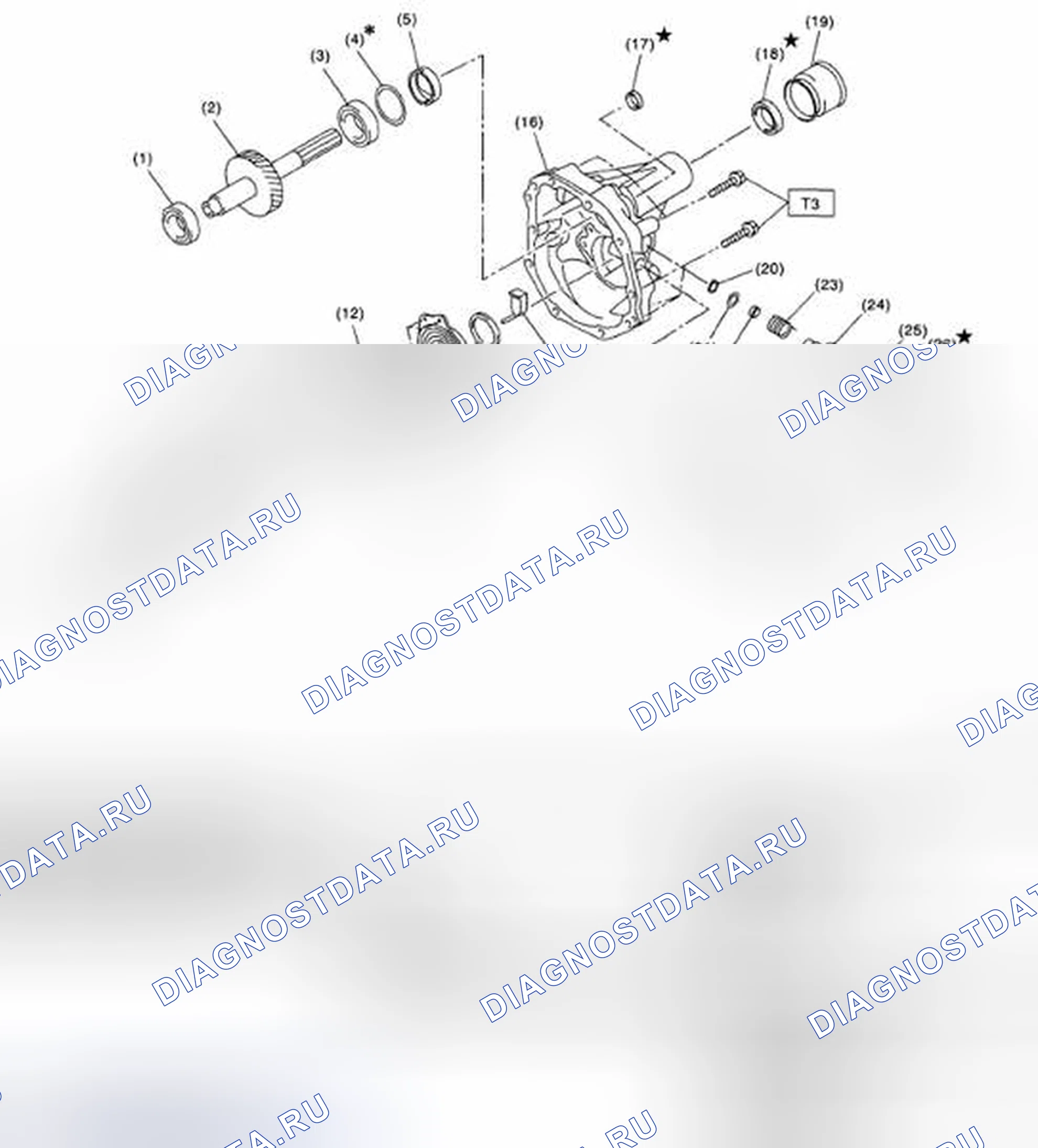 Рис. 456: КОРПУС УДЛИНИТЕЛЯ И ЦЕНТРАЛЬНЫЙ ДИФФЕРЕНЦИАЛ. Subaru Legacy BL/BP рестайлинг