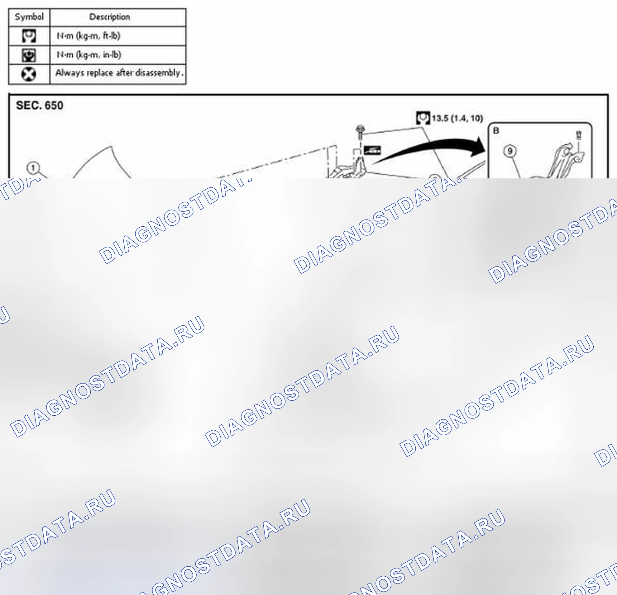Рис. 167: КАПОТ В СБОРЕ: покомпонентный вид. Nissan Altima L33