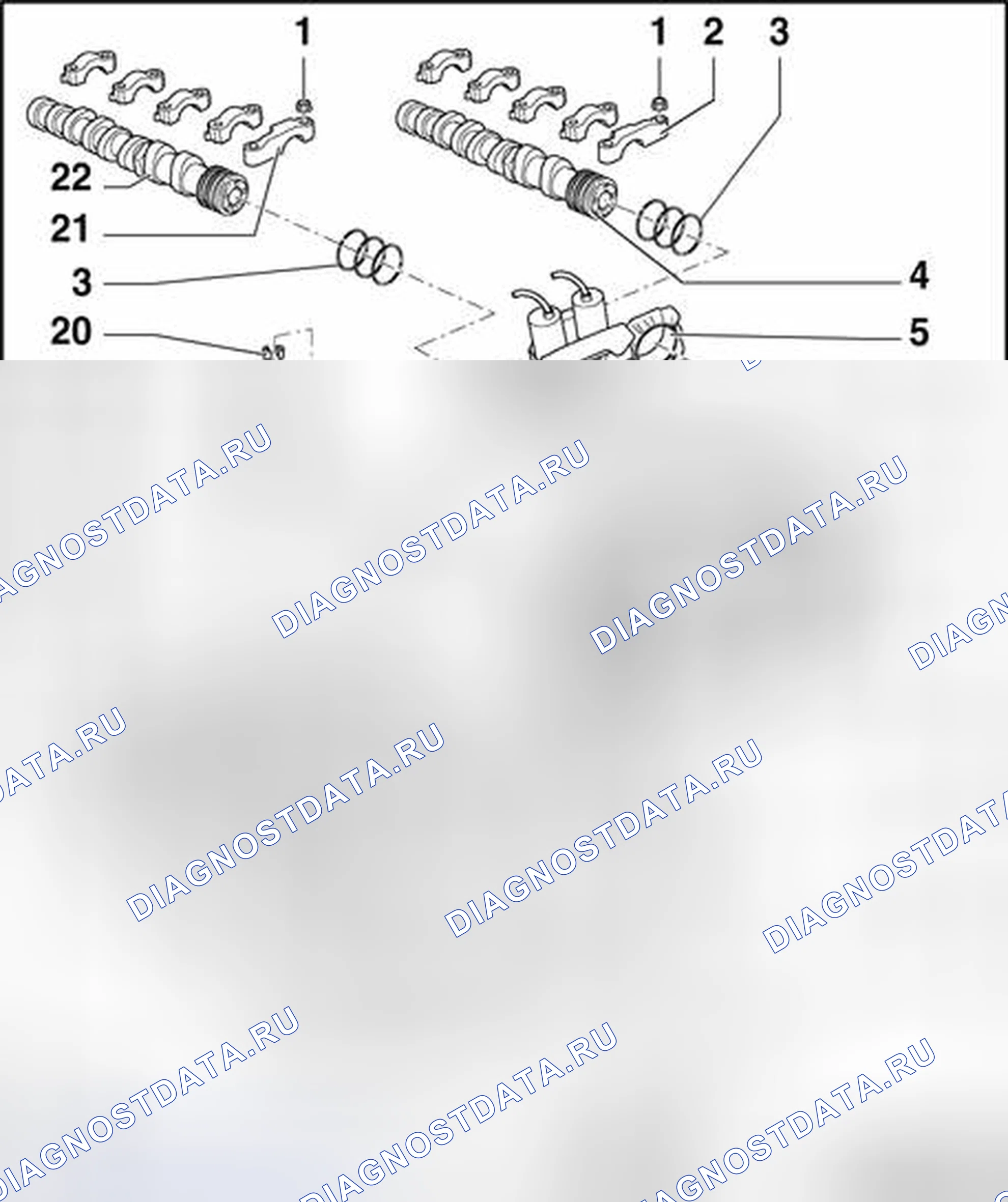 Рис. 118: Клапанная передача (блоки цилиндров 1 и 2), обслуживание. Volkswagen Passat B5 рестайлинг