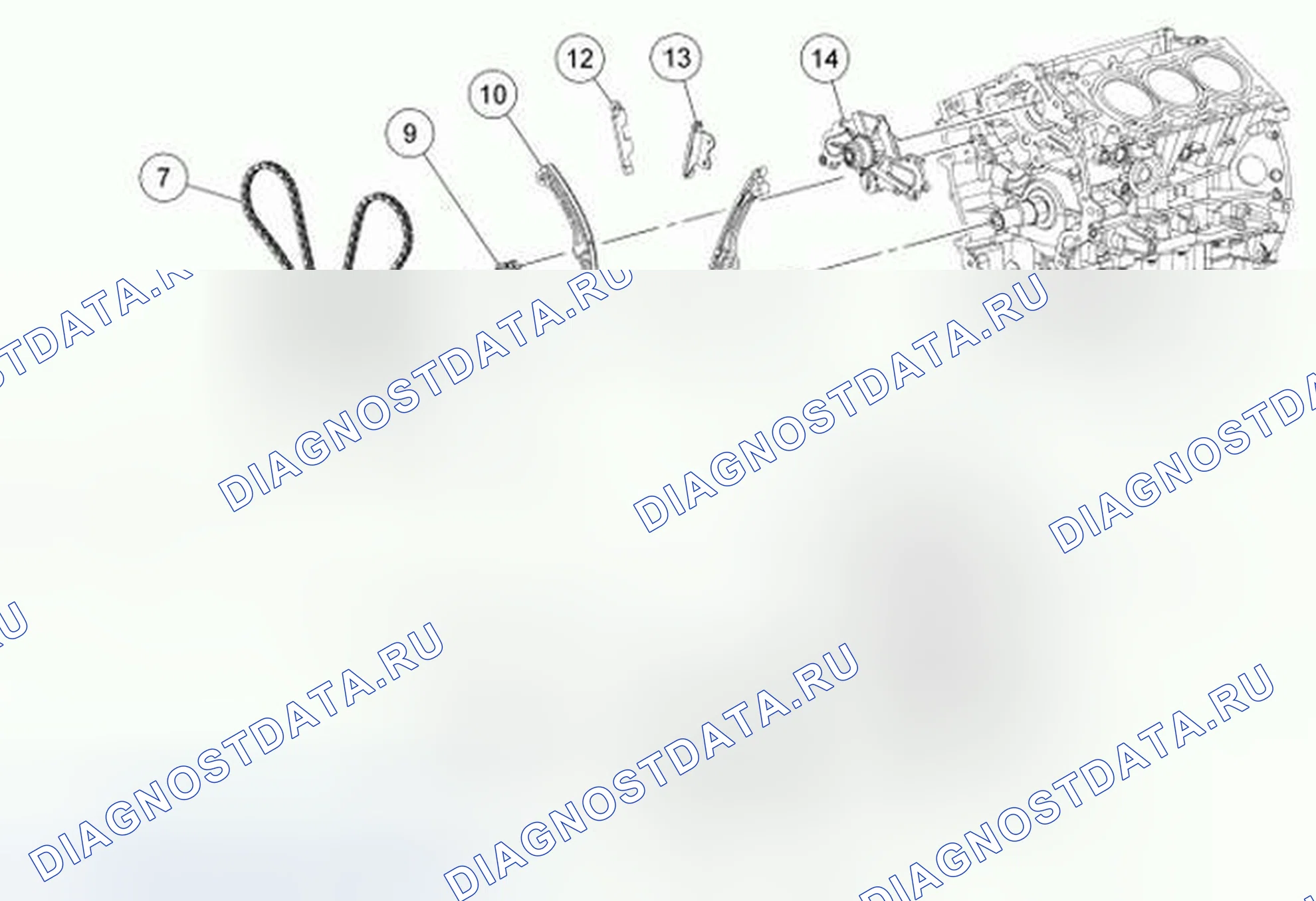 Рис. 1681: Передняя часть двигателя. Hyundai ix55 I