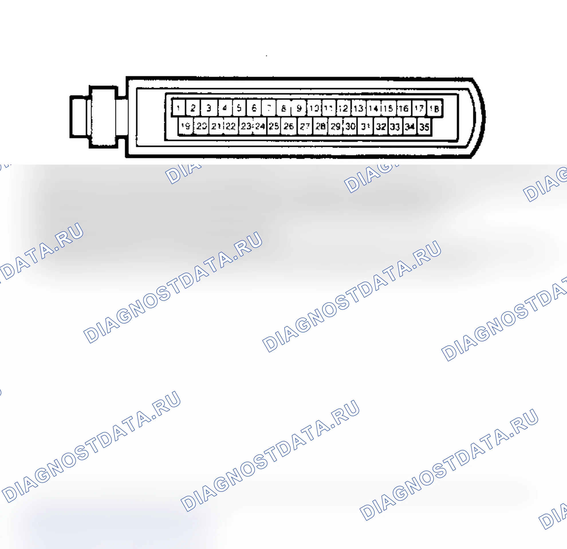 Рис. 5: РАЗЪЕМ ECU ВПРЫСКА ТОПЛИВА. Jeep Wagoneer XJ
