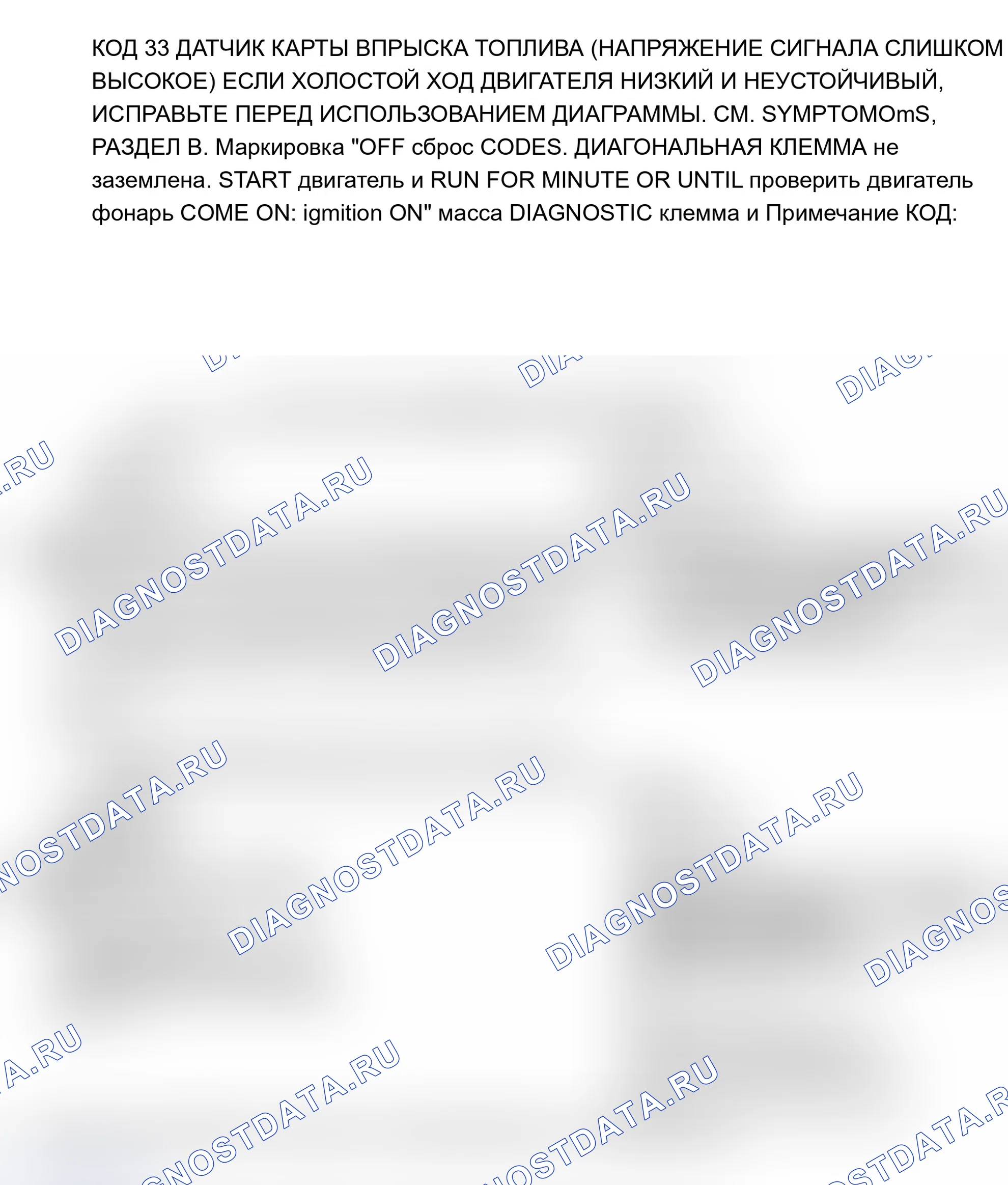Рис. 201: Код 33, высокое напряжение сигнала датчика абсолютное давление во впускном коллекторе. Pontiac Sunbird II