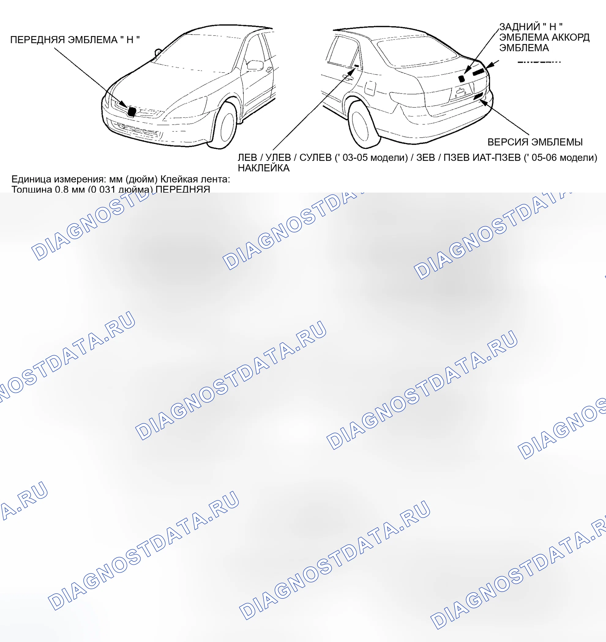Рис. 99: ' 03-05 модели 4-дверные. Honda Accord VII