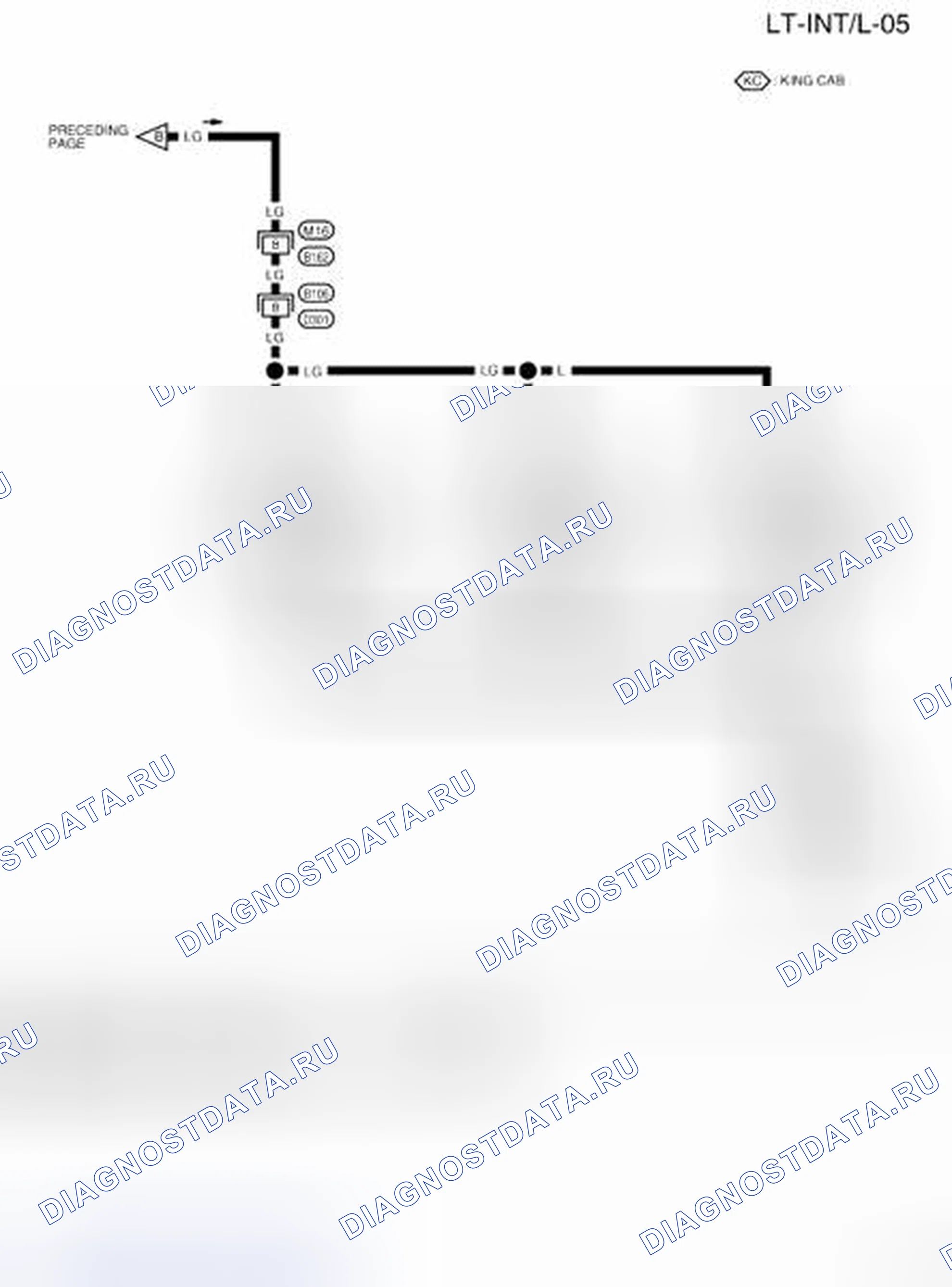 Рис. 70: LT-INT / L-05 - схема электропроводки (с замками дверей). Nissan Frontier D40