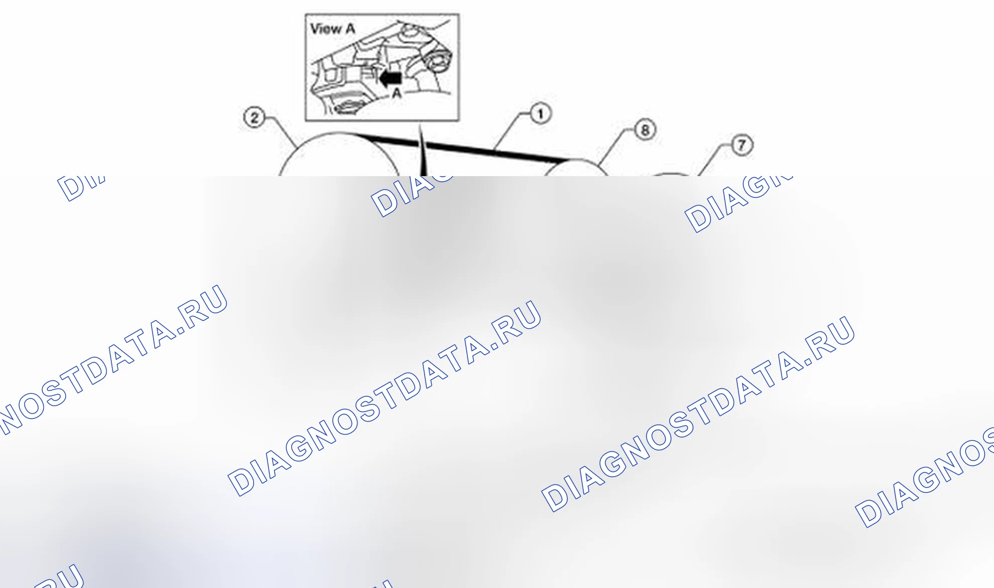 Рис. 6: Идентификация компонентов приводного ремня. Nissan Frontier D40