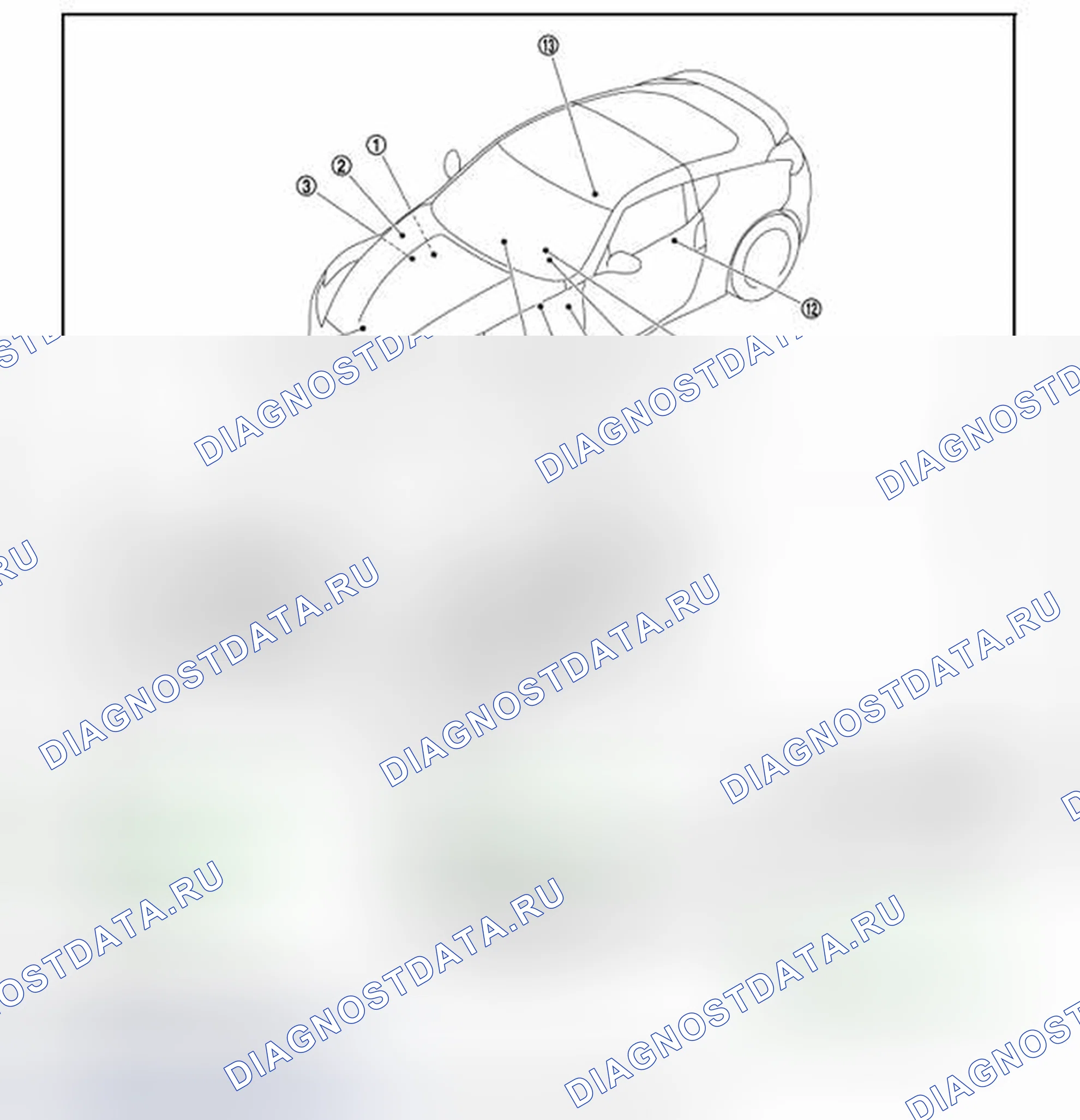 Рис. 19: ФУНКЦИЯ ЭФФЕКТА ИЗМЕРИТЕЛЯ: расположение составных частей. Honda MDX I