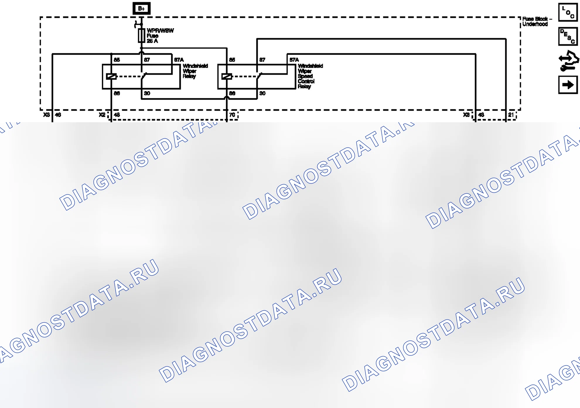 Рис. 1: Передние стеклоочистители. Buick Enclave I