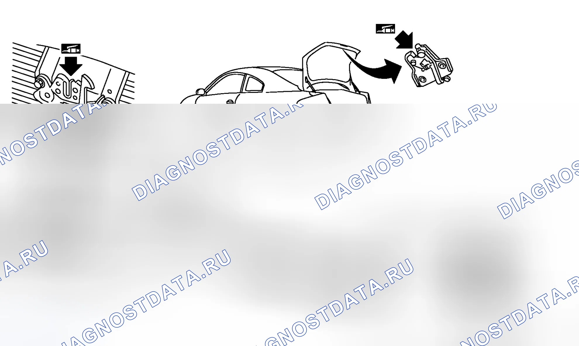 Рис. 221: Смазочные замки, петли и защелка капота. Infiniti G35 III