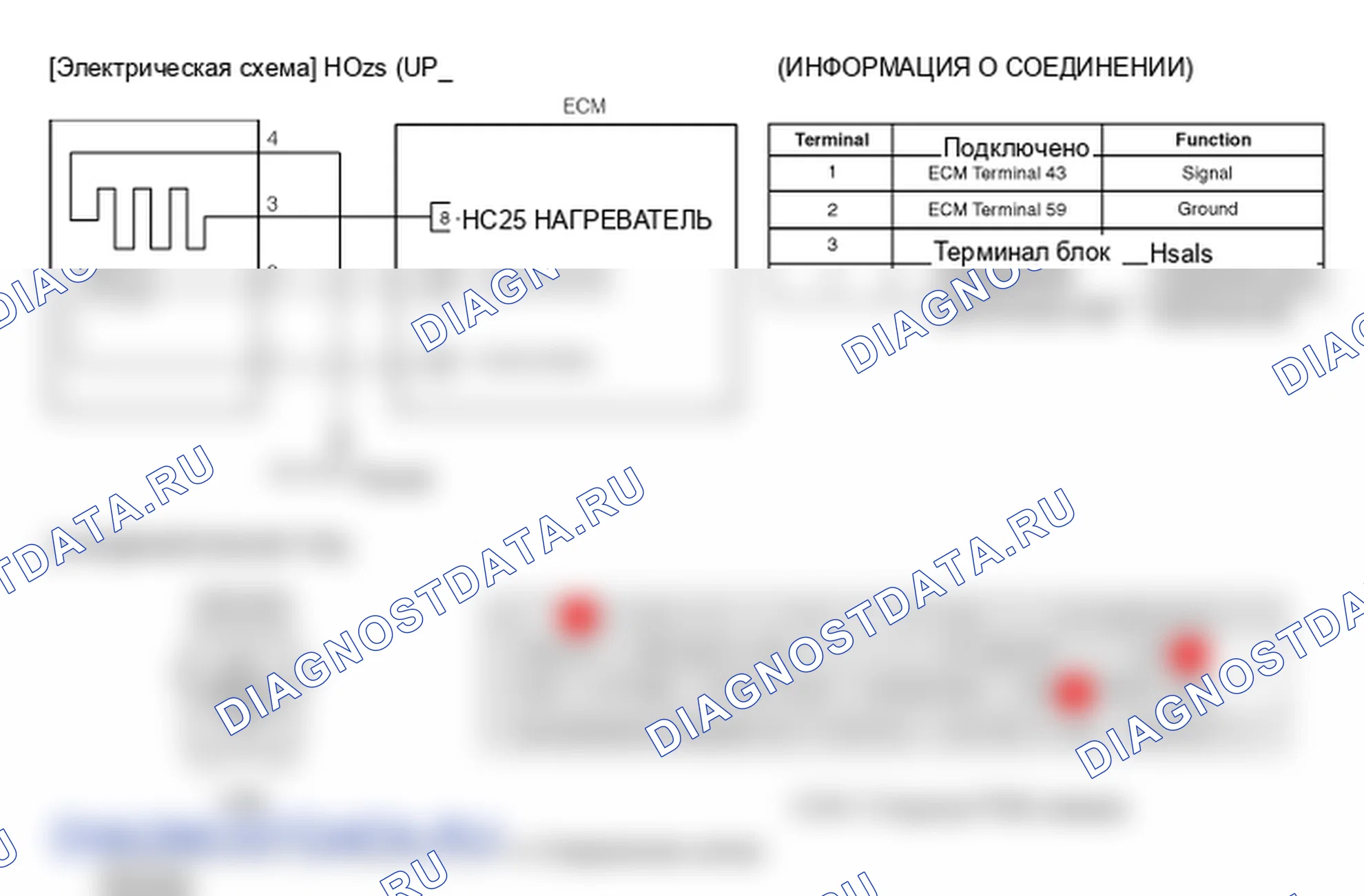 Фрагмент электросхемы: P0030. Kia Sportage KM
