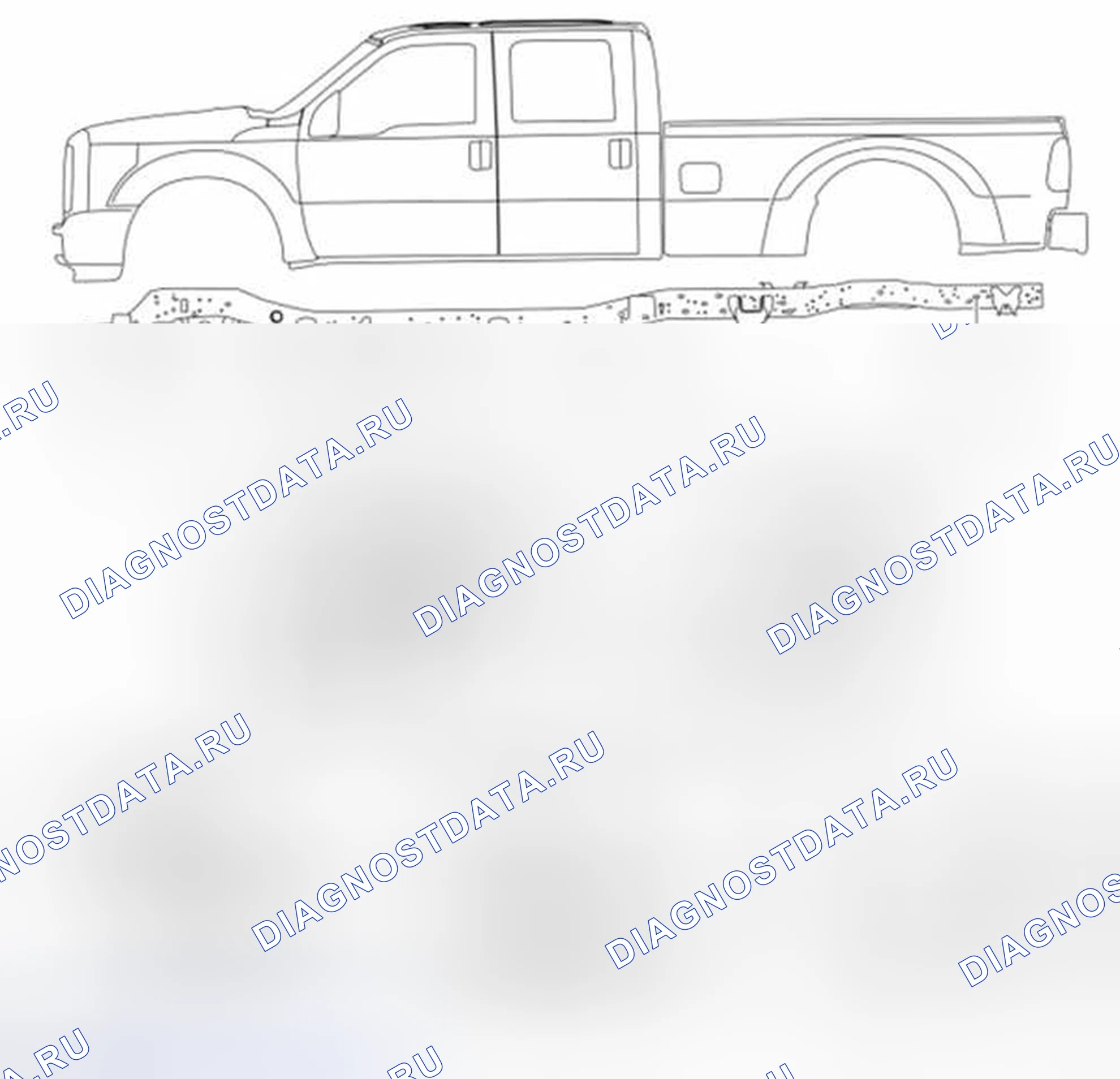 Рис. 105: Базовая высота рамы - пикап, колесная база 4 369 мм (172 дюйма). Ford Pickup F250 Super Duty II