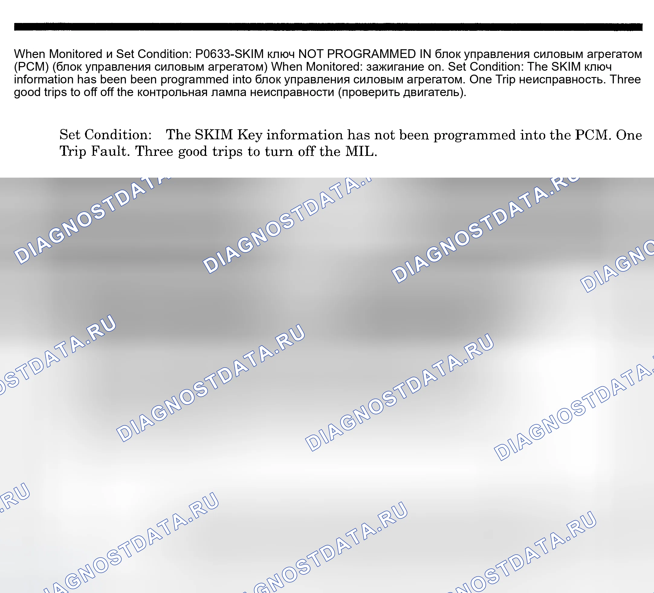 Рис. 638: расшифровка кода ошибки P0633: SKIM ключ NOT PROGRAMMED IN блок управления силовым агрегатом (PCM) (блок управления силовым агрегатом). Dodge Pickup R3500 