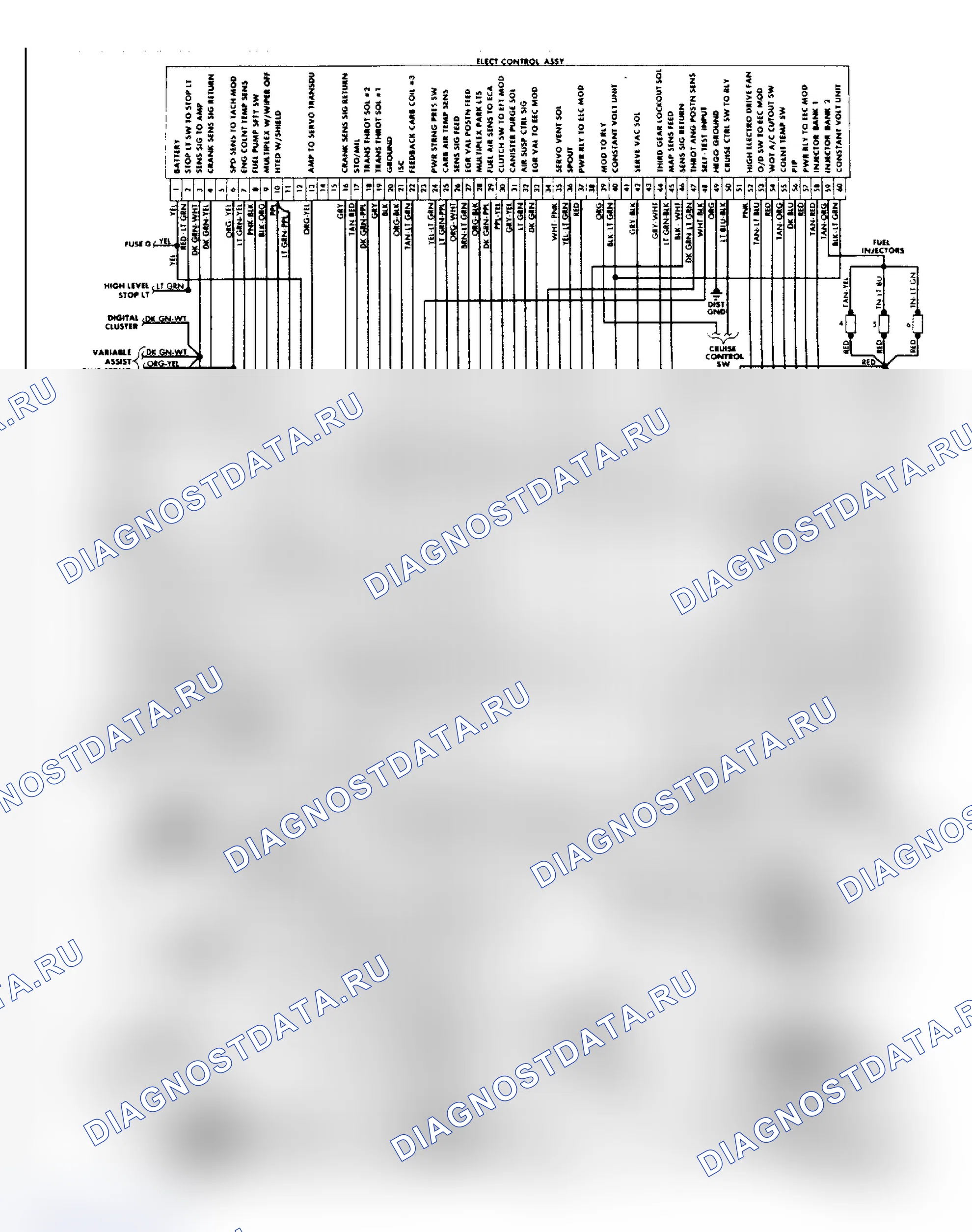 Рис. 71: 3.8L электросхема SEFI EEC-IV (Continental). Mercury Sable I