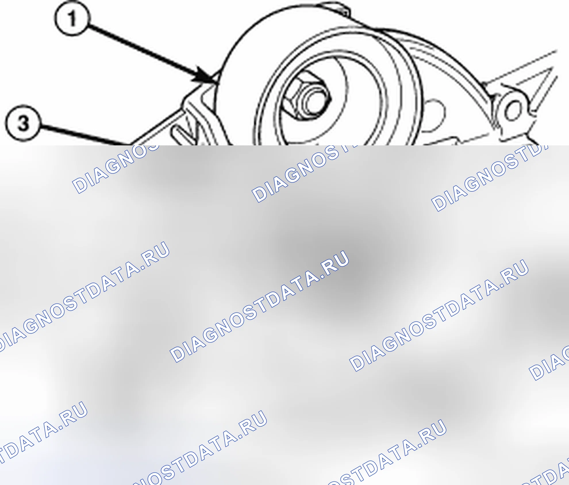 Рис. 434: НАТЯЖИТЕЛЬ РЕМНЯ ГРМ. Chrysler Town & Country V
