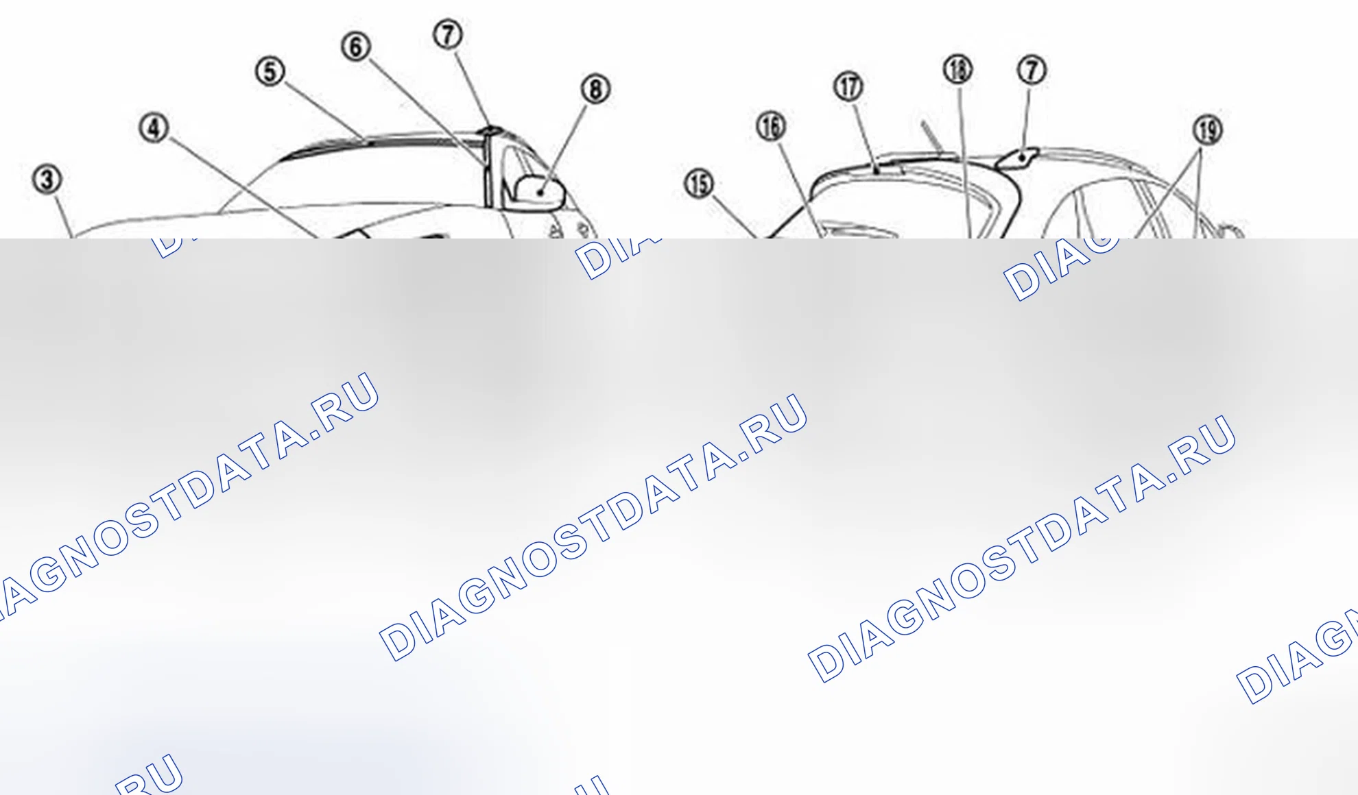 Рис. 228: РАСПОЛОЖЕНИЕ ПЛАСТМАССОВЫХ ДЕТАЛЕЙ. Infiniti FX35 II