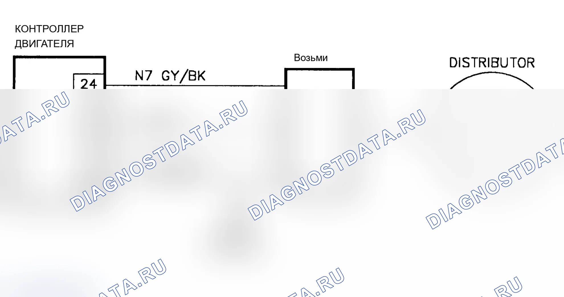 Рис. 225: Схематическое испытание NS-8A отсутствии опорного сигнала во время прокрутки. Dodge Dakota 