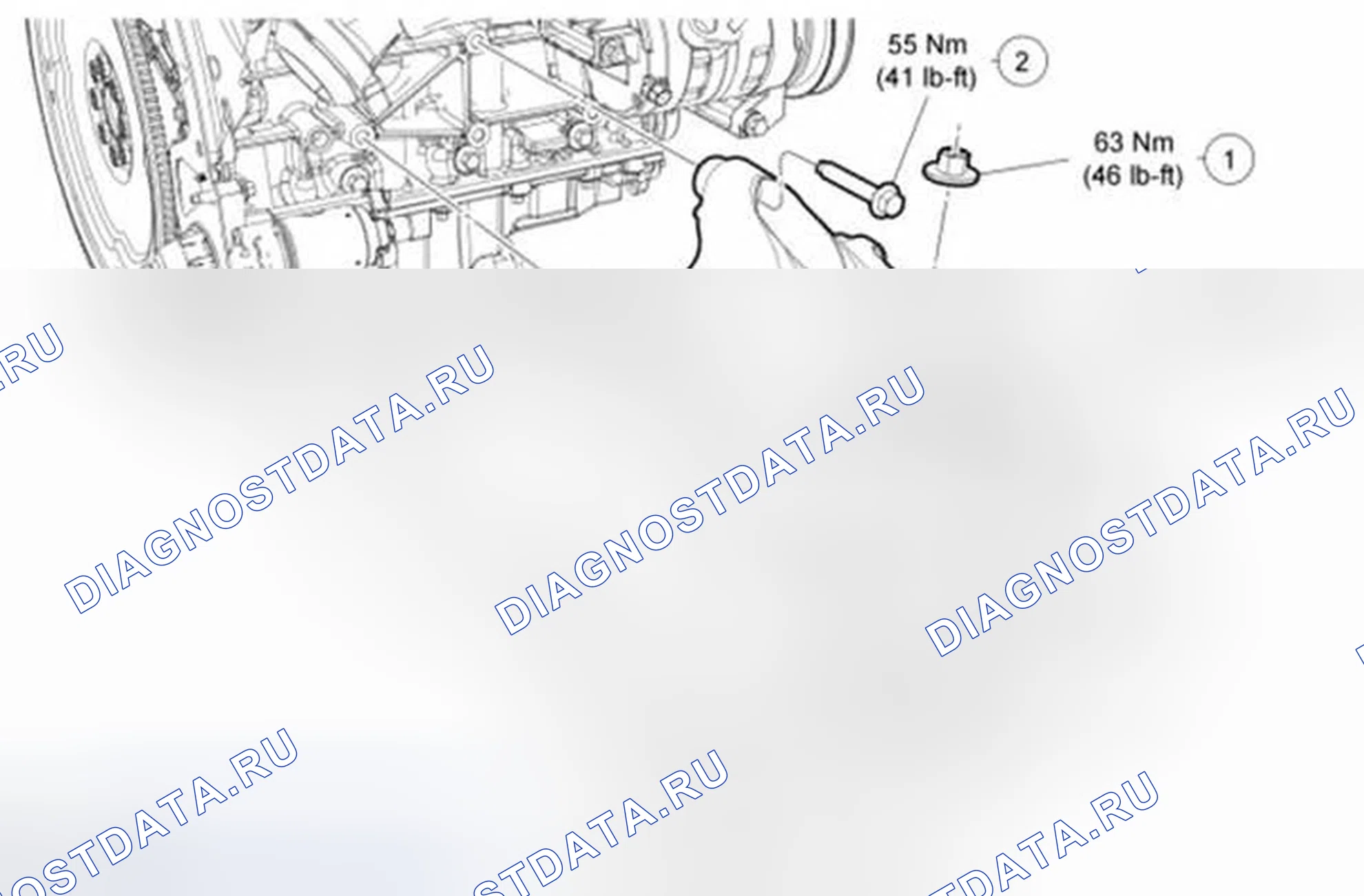 Рис. 346: Опорный изолятор двигателя - правый (вид 2 из 2). Ford Mustang V рестайлинг