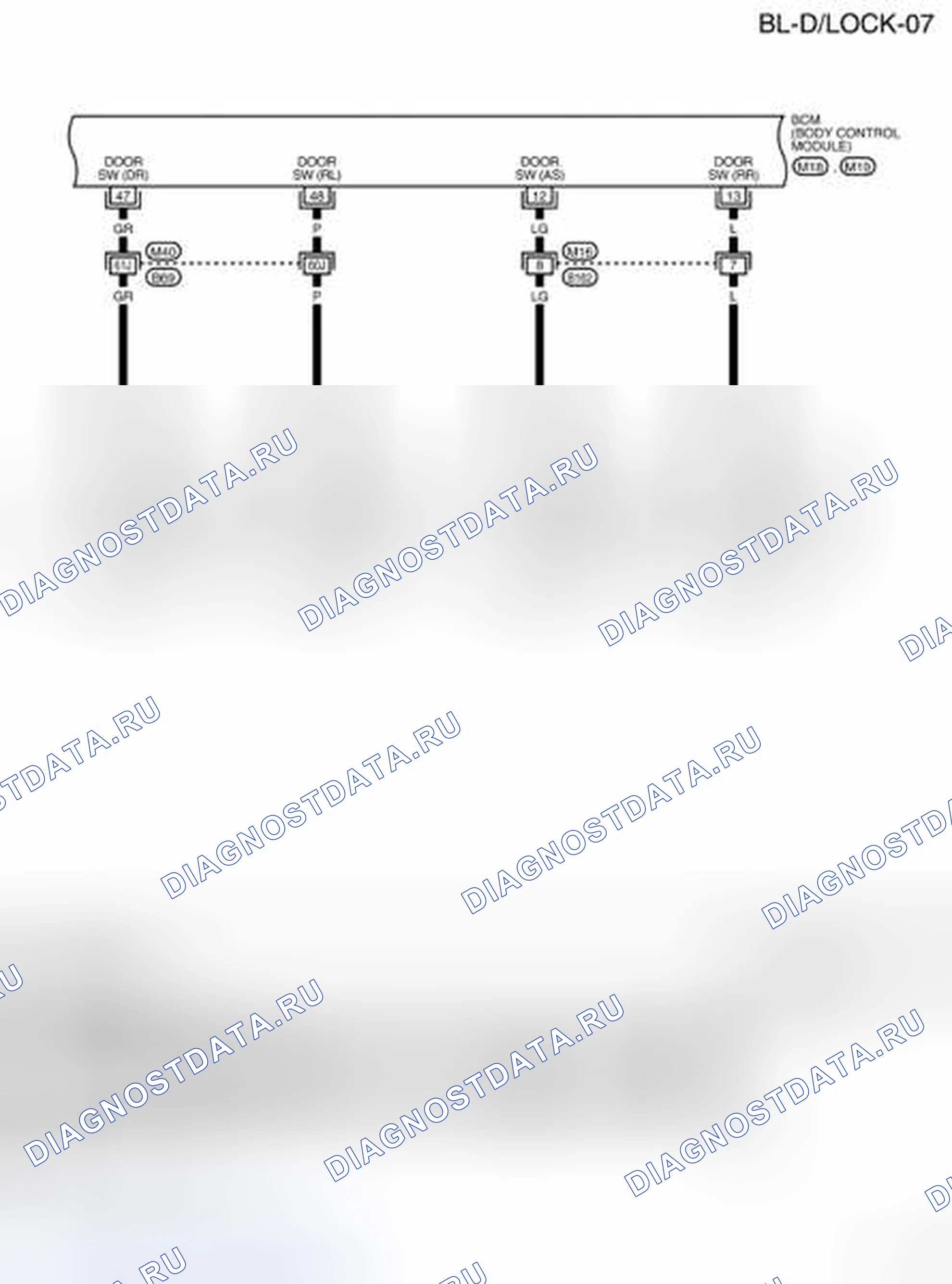 Рис. 80: Bl-D / замок-07 - схема электропроводки (кабина экипажа). Nissan Frontier D40