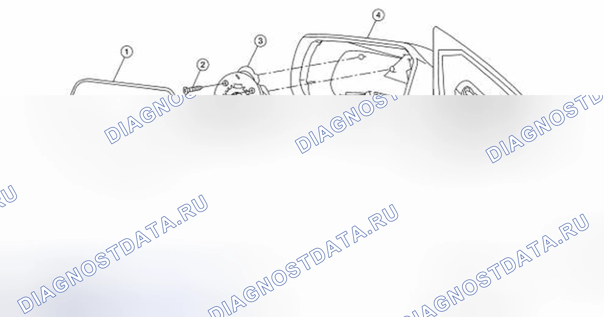 Рис. 9: Покомпонентный вид дверного зеркала. Nissan Altima L32