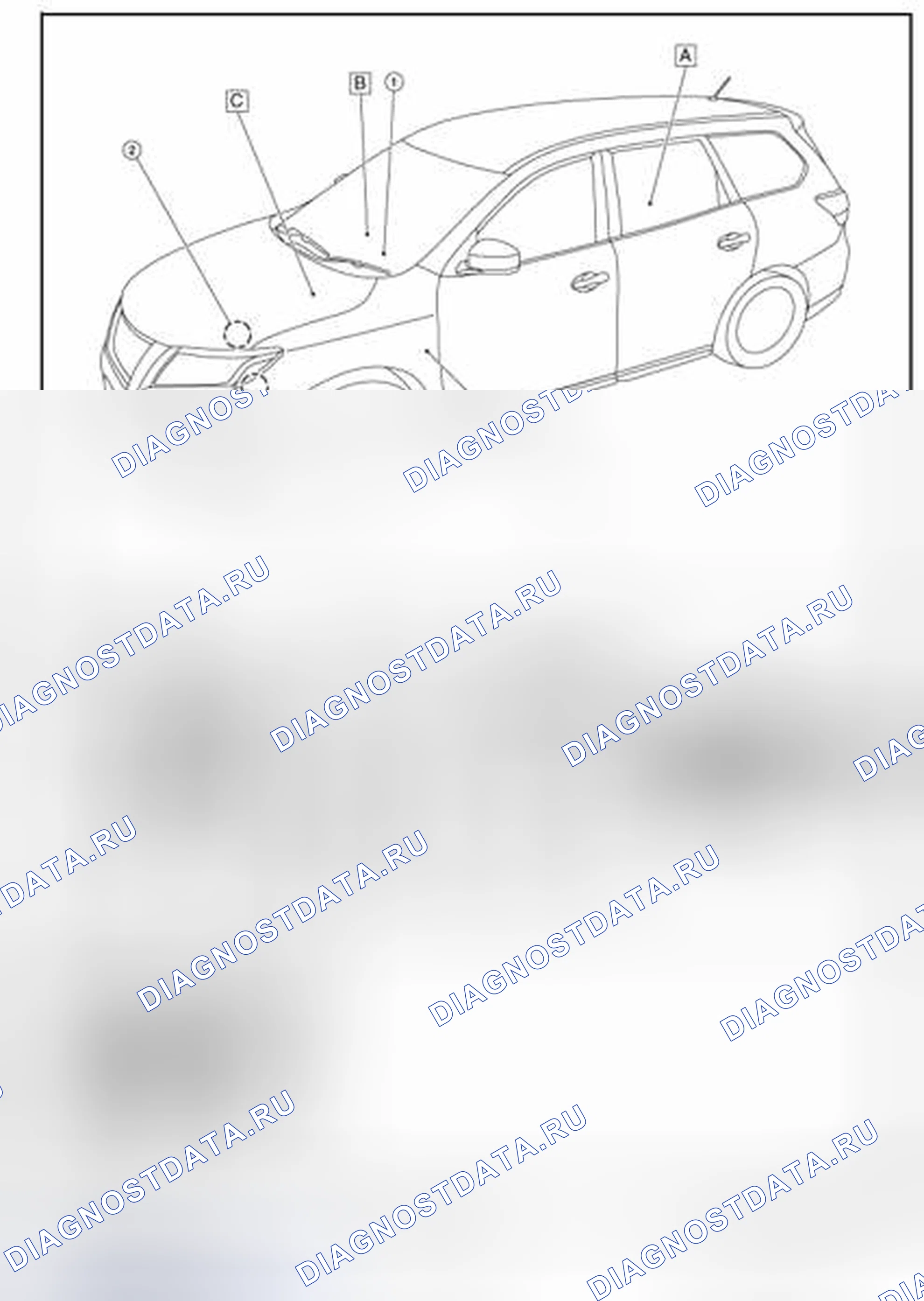 Рис. 20: Расположение компонентов. Nissan Rogue II