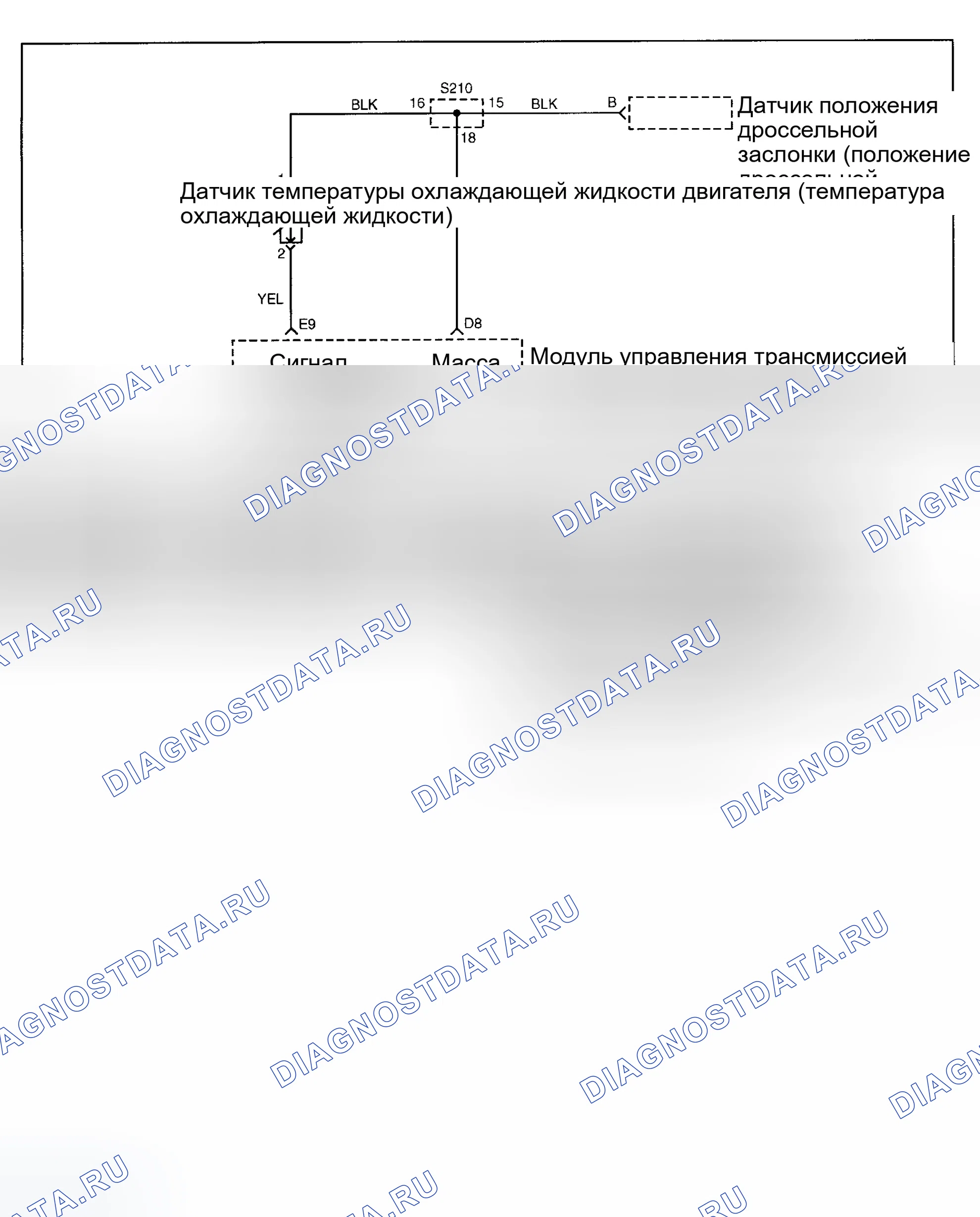 Рис. 219: расшифровка кода ошибки P1114: ТЕМПЕРАТУРА ОХЛАЖДАЮЩЕЙ ЖИДКОСТИ ДВИГАТЕЛЯ ПРЕРЫВИСТО НИЗКОЕ НАПРЯЖЕНИЕ. Daewoo Nubira II