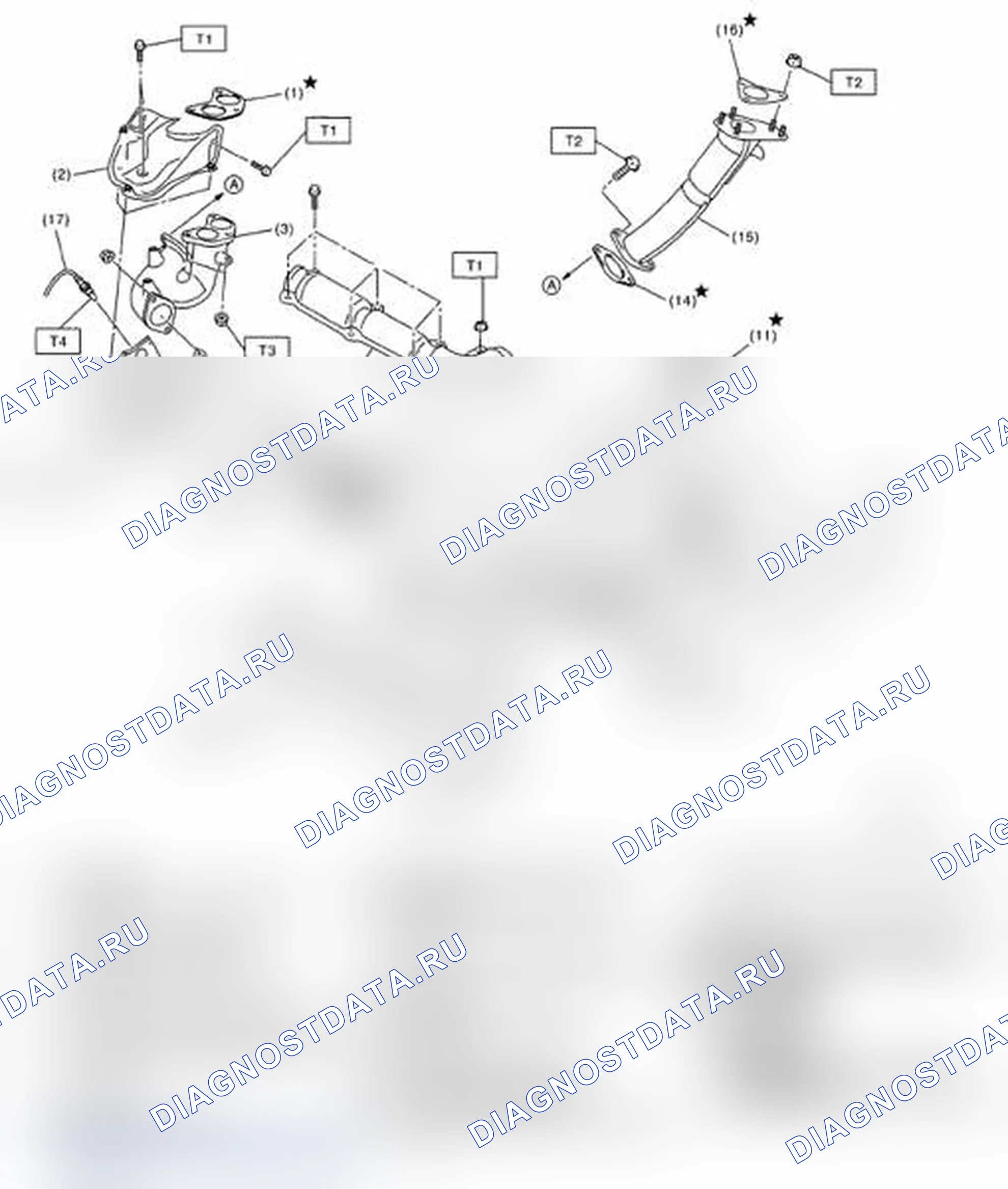 Рис. 13: ПЕРЕДНЯЯ ВЫХЛОПНАЯ ТРУБА. Subaru Impreza WRX GD/GG рестайлинг 2