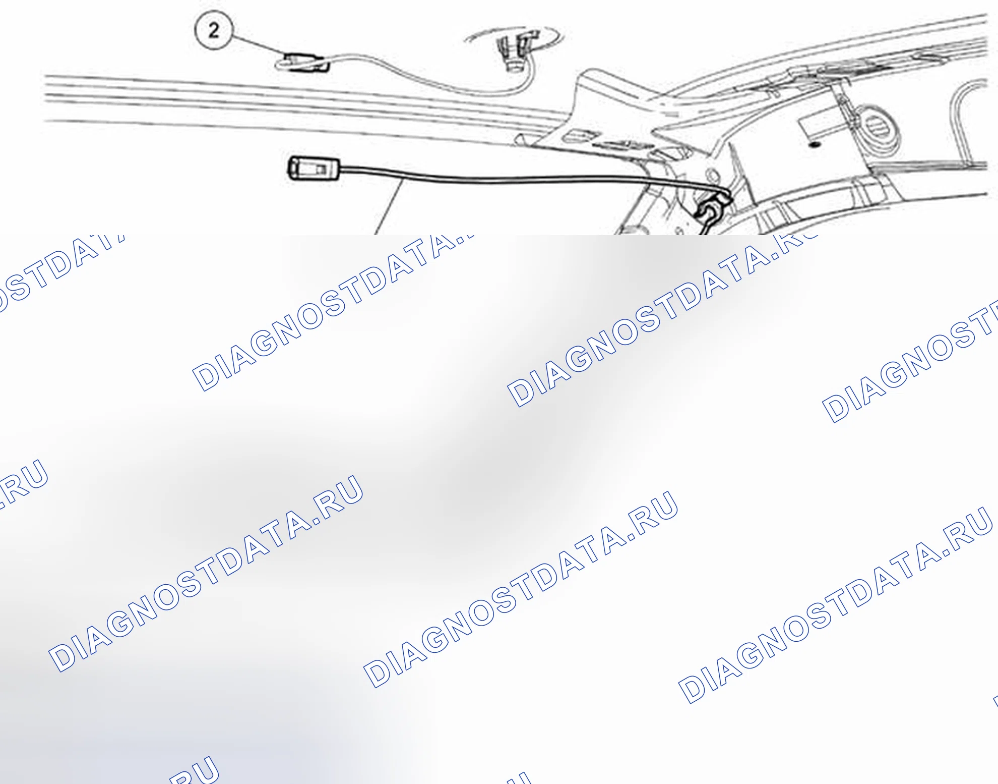 Рис. 42: АНТЕННЫЙ КАБЕЛЬ - СНЯТИЕ / УСТАНОВКА СПУТНИКОВОЙ РАДИОСВЯЗИ - ГИБРИД. Mazda Tribute II