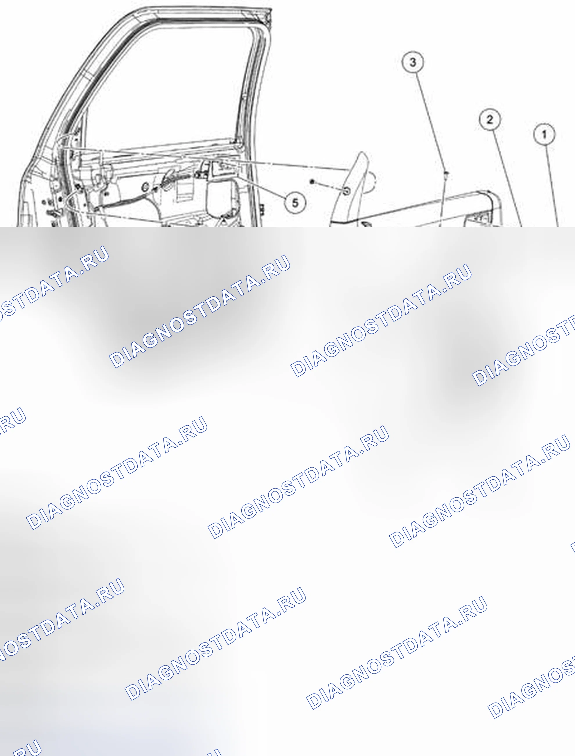 Рис. 51: ДЕМОНТАЖ / МОНТАЖ обивка ЗАДНЕЙ ДВЕРИ. Mazda Tribute II