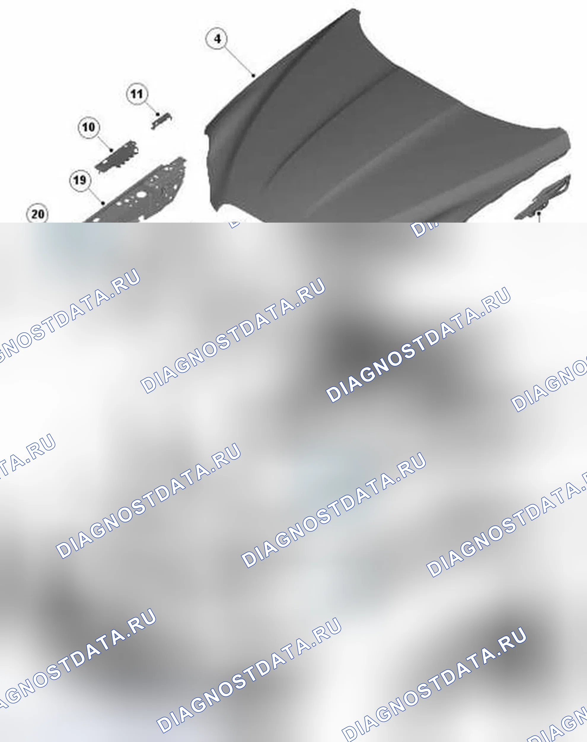 Рис. 48: ЛИСТОВОЙ МЕТАЛЛ ПЕРЕДНЕГО КОНЦА. Jaguar XFR I