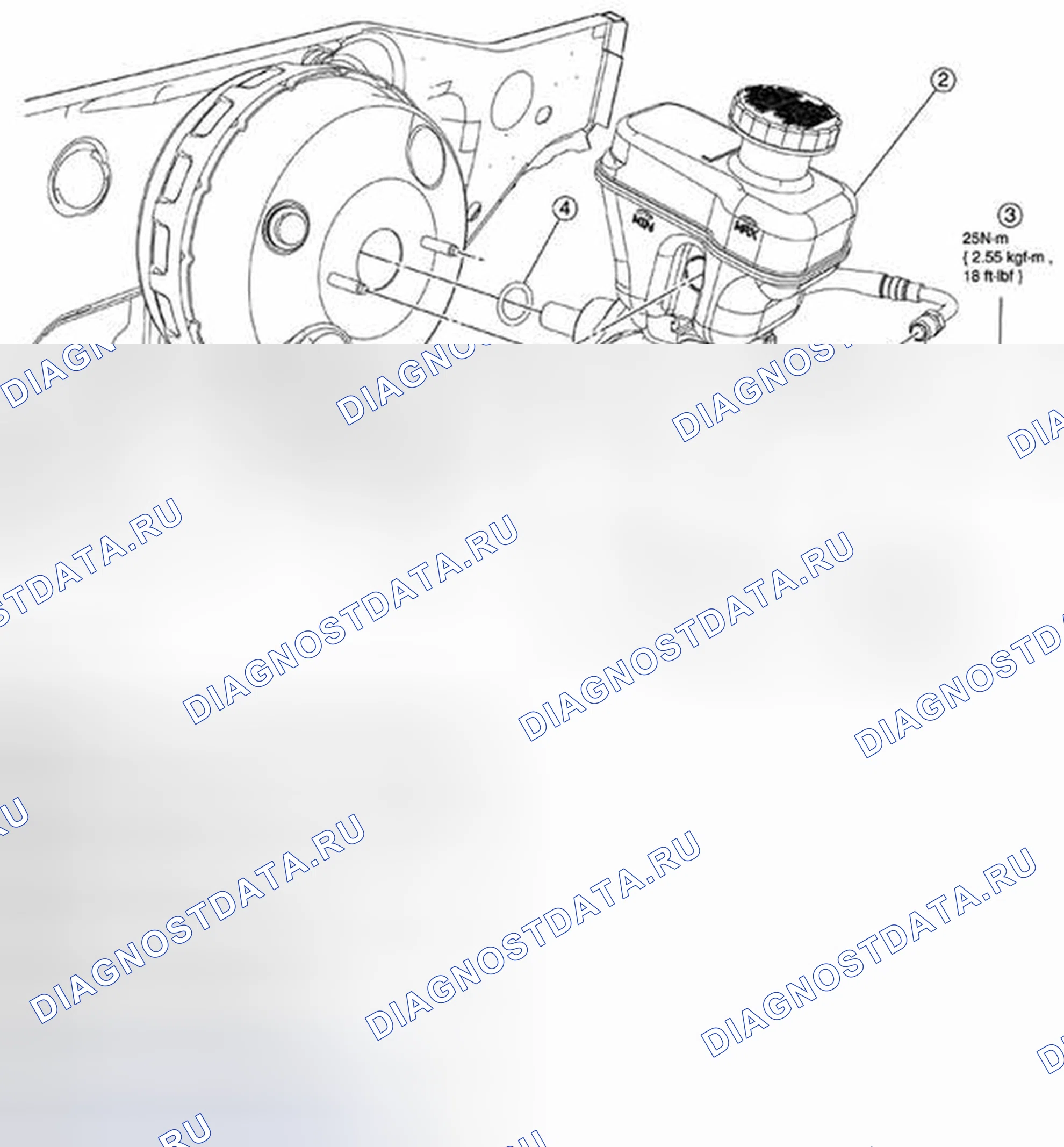 Рис. 44: ДЕМОНТАЖ / МОНТАЖ ГЛАВНОГО ТОРМОЗНОГО ЦИЛИНДРА. Mazda Tribute II