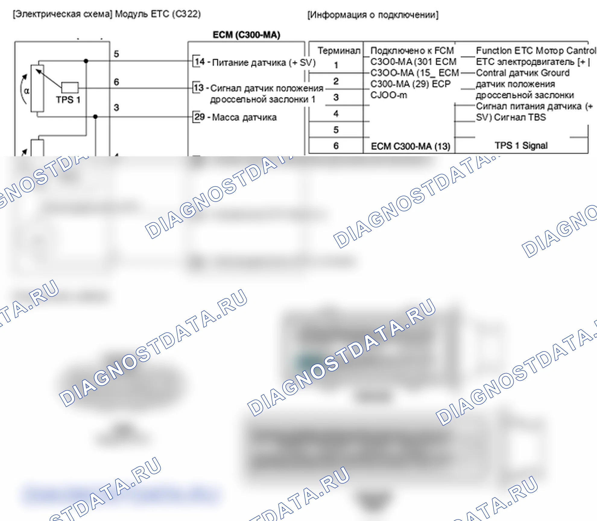 Фрагмент электросхемы: ETC (электронное управление дроссельной заслонкой). Hyundai ix35 EL