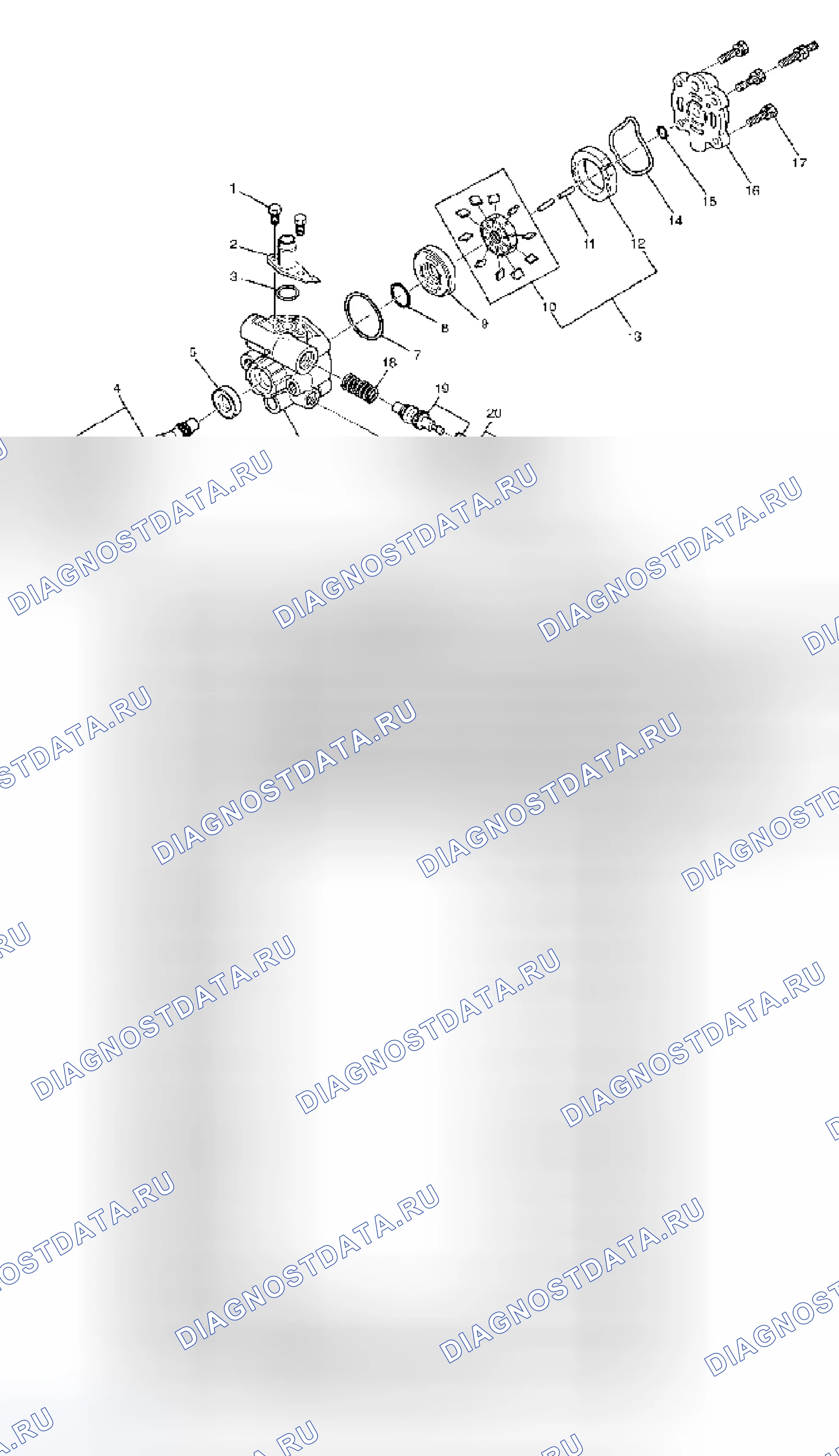 Рис. 34: Насос ГУР в разобранном виде. Isuzu Axiom I