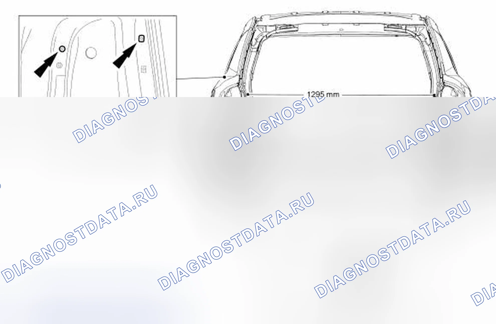 Рис. 5: Размеры заднего проема. Hyundai Lafesta I рестайлинг