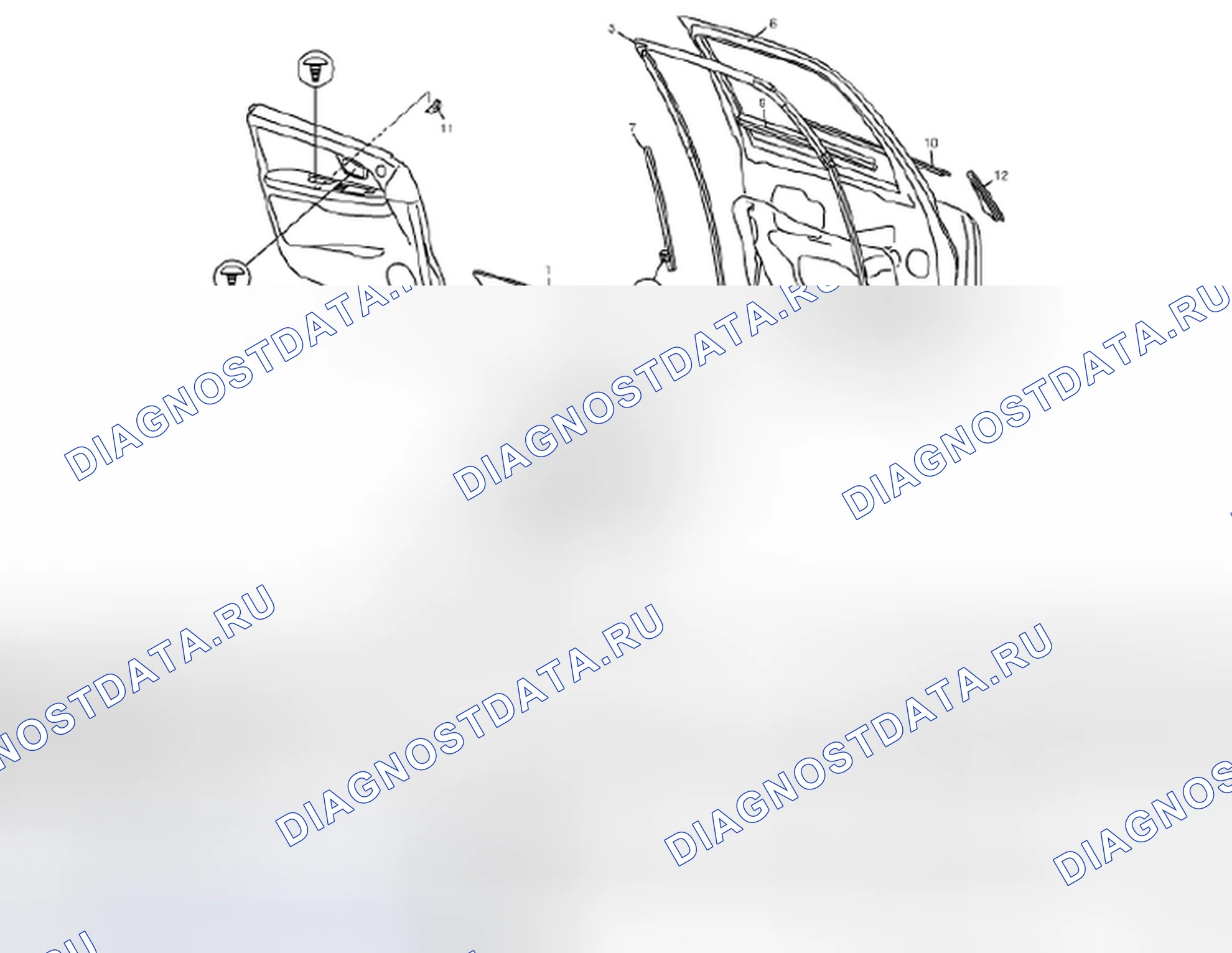Рис. 21: Компоненты окна передней двери. Suzuki SX4 I