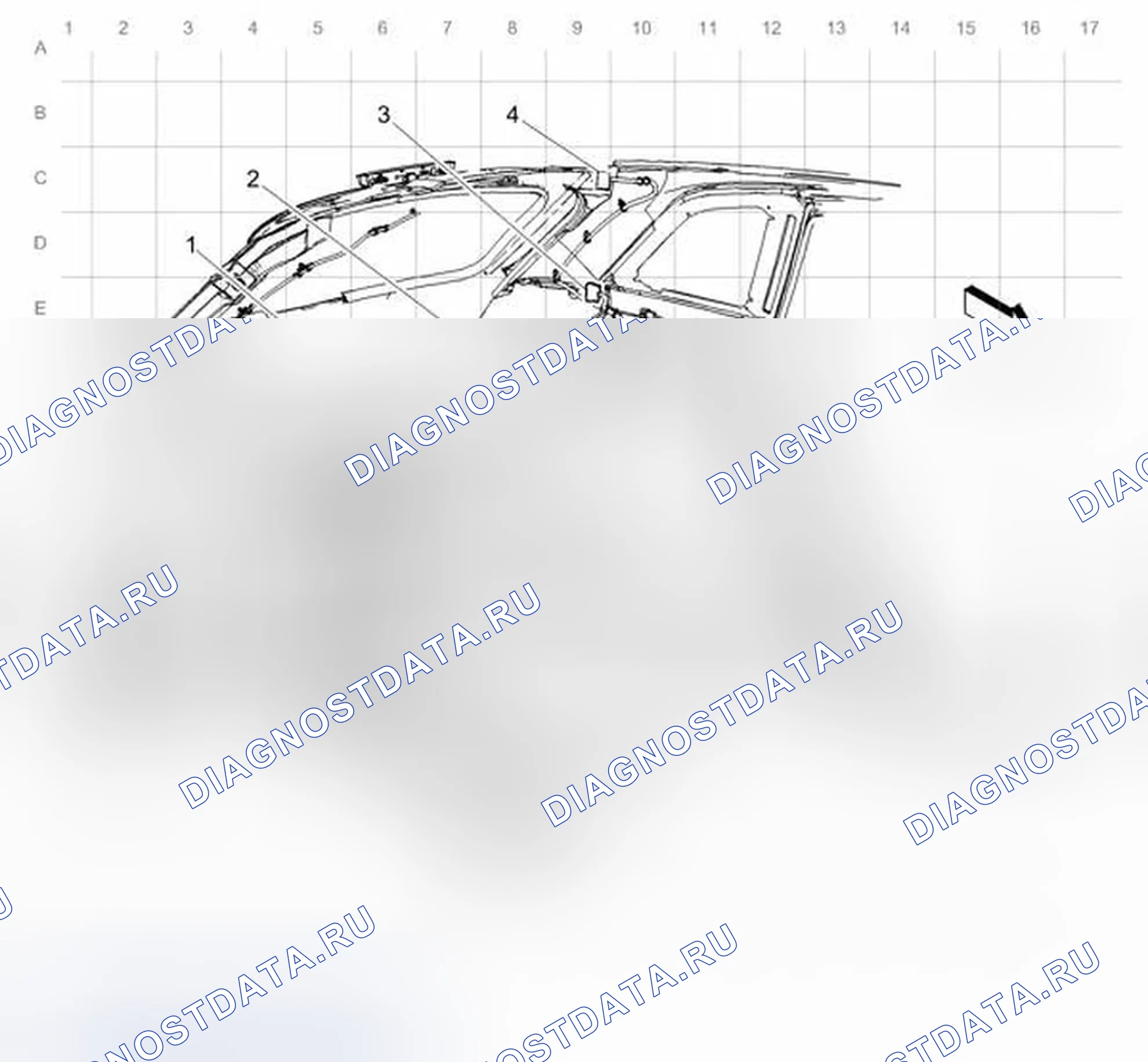 Рис. 32: Прокладка страховочных ремней - левый задний багажный отсек. Chevrolet Captiva I рестайлинг 2