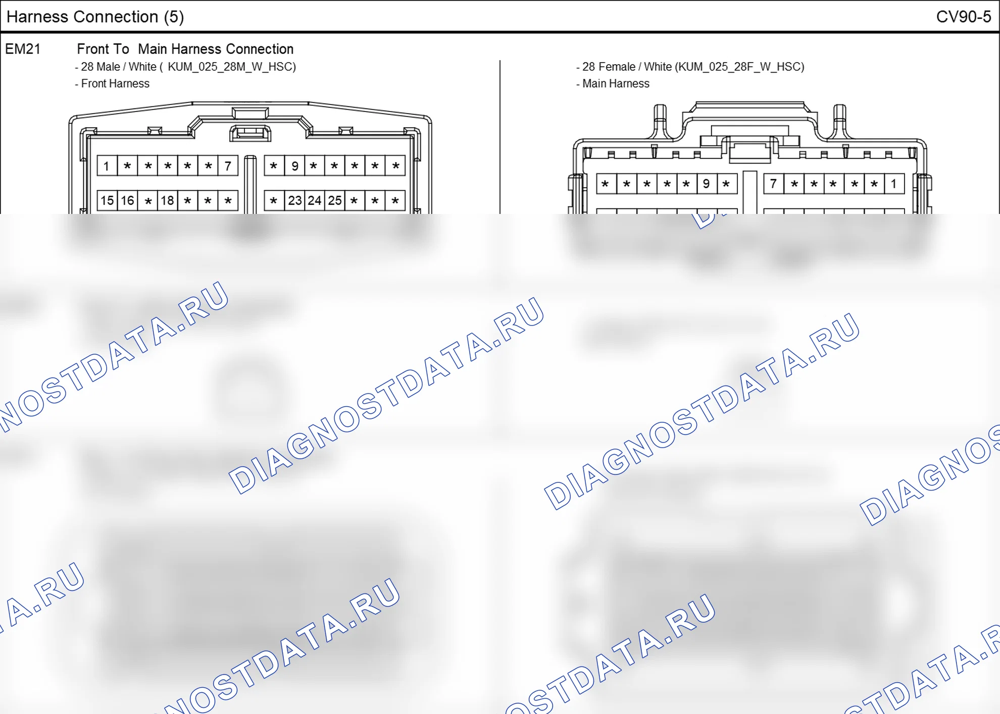 Распиновка разъёма FD11 — harness connection. Hyundai Santafe Sport DMA