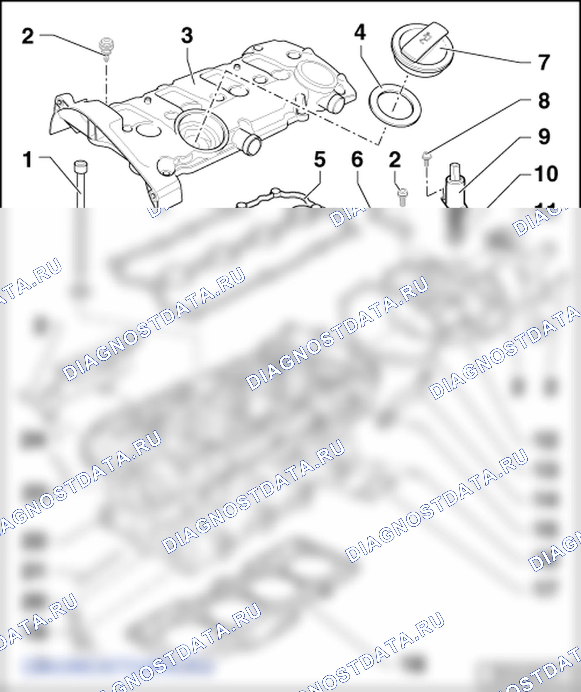 Головка блока цилиндров - сборочные схемы. Skoda Octavia Ii