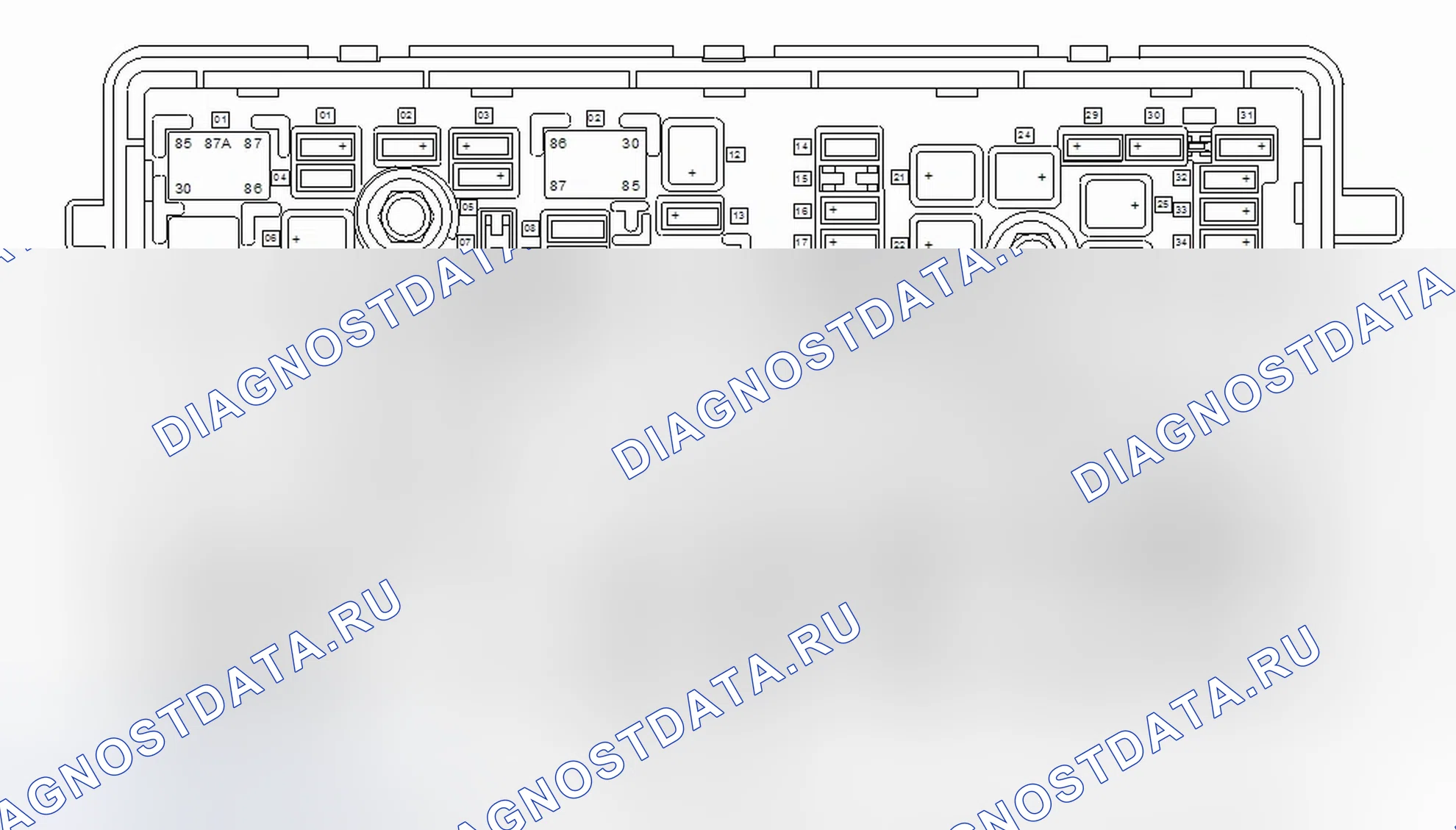 Рис. 5: Блок предохранителей X50A - вид сверху под капотом (LTG). Chevrolet Malibu VIII рестайлинг
