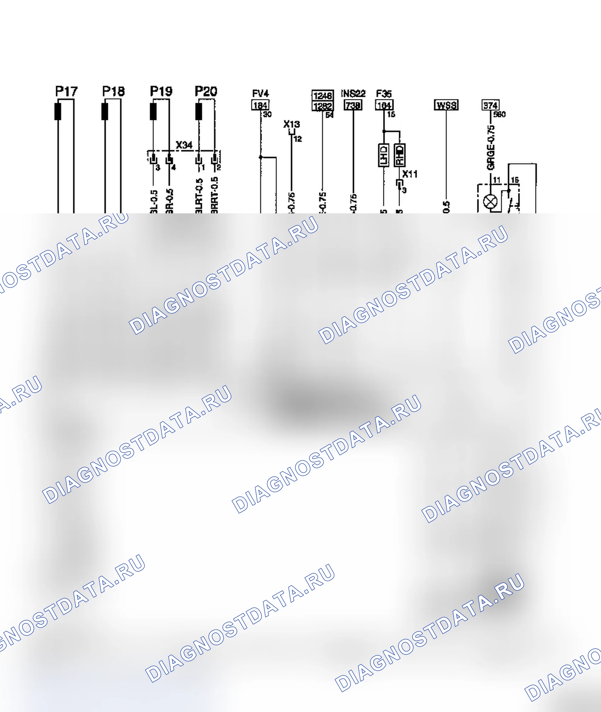 Фрагмент электрической схемы ABS 430 и ABS 5.3/TC. Opel Vectra B