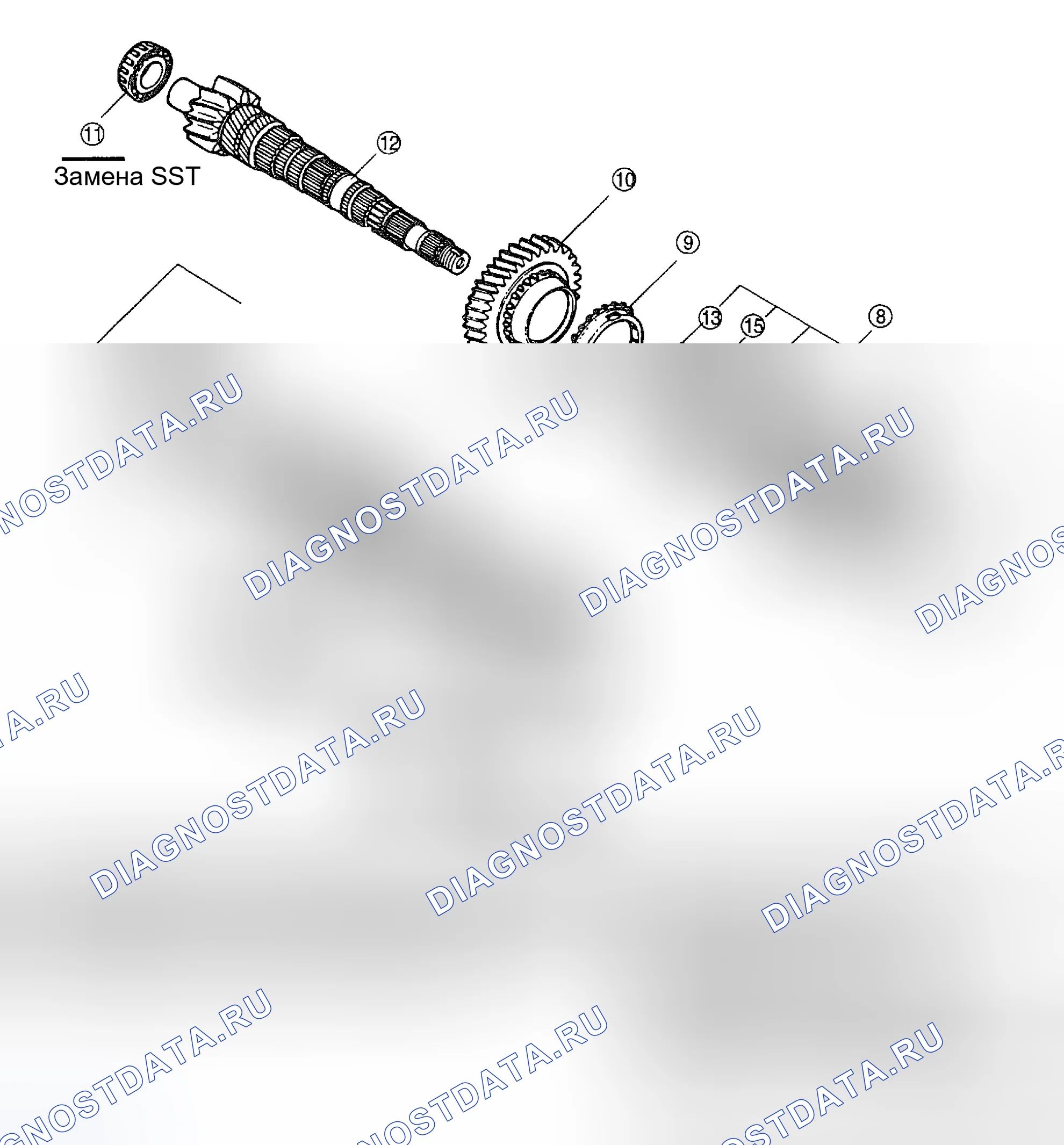 Рис. 76: ВТОРИЧНЫЙ ВАЛ В СБОРЕ. Geely Xingyue L I