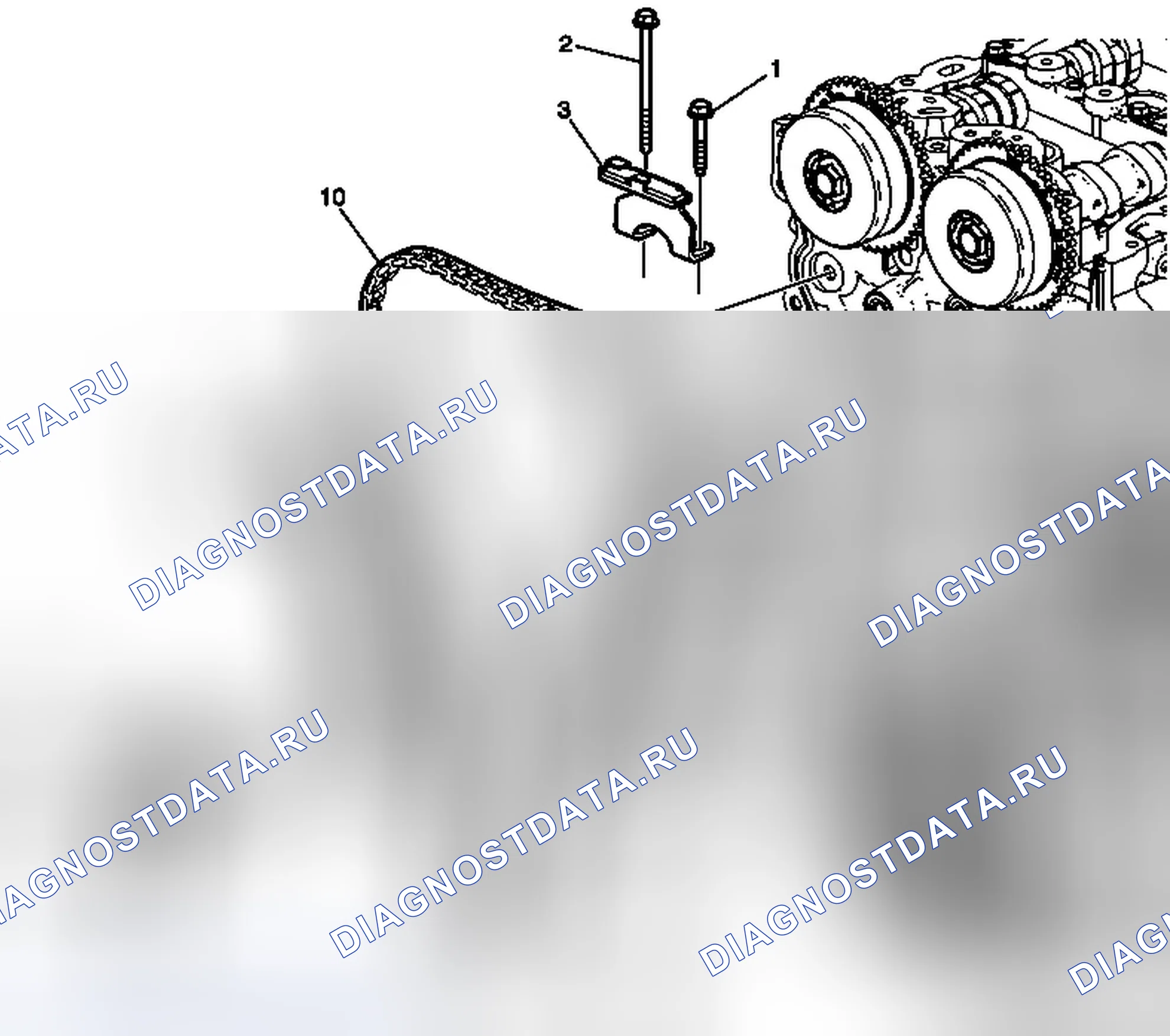 Рис. 147: Снятие цепи распределительного вала и натяжного устройства (Lkw). Chevrolet Malibu VIII рестайлинг
