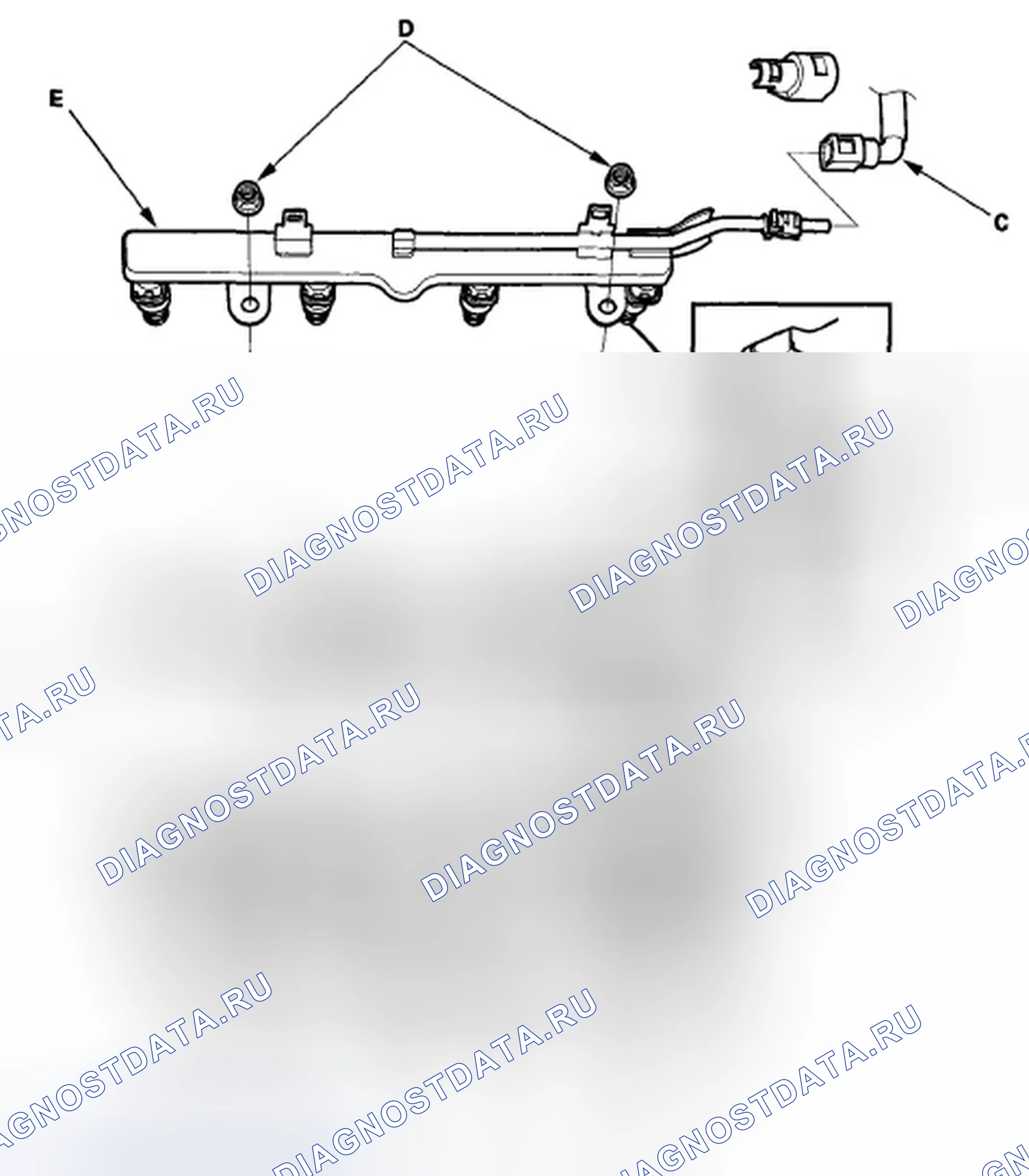 Рис. 468: Замена инжектора. Honda Element YH2 рестайлинг