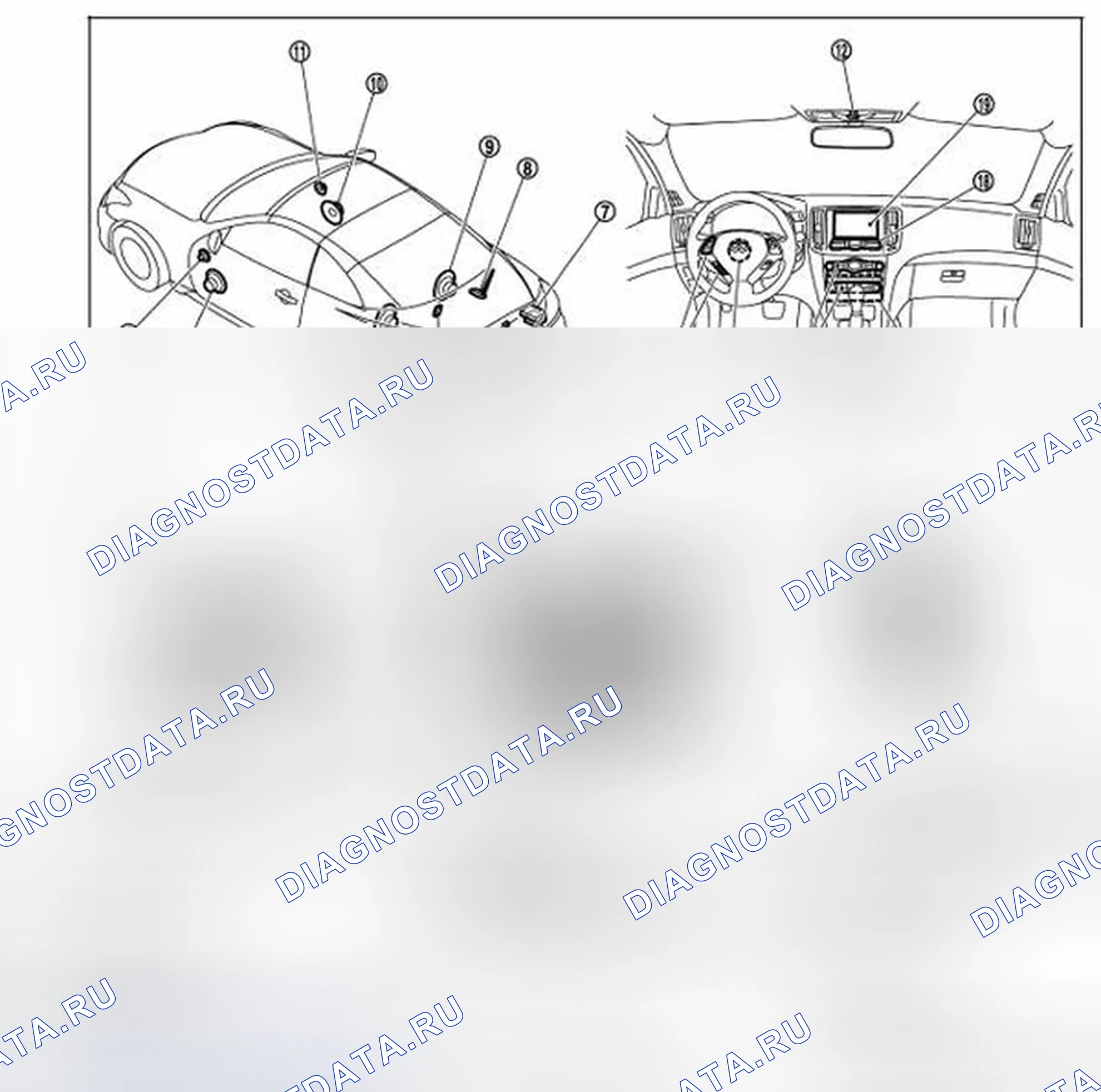 Рис. 148: Расположение компонентов. Infiniti Q60 I