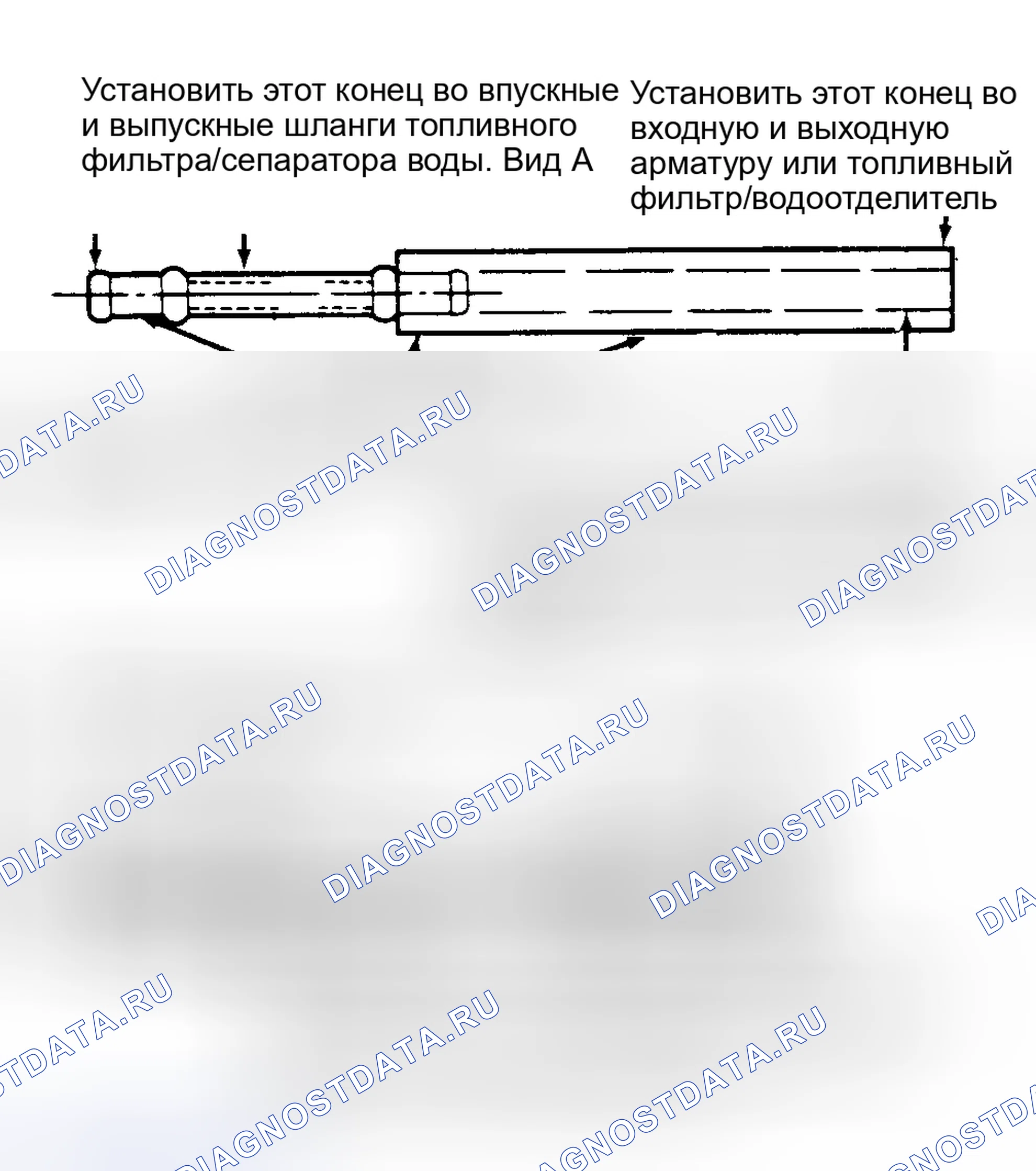 Рис. 269: Проверка топливного фильтра/сепаратора воды на наличие пузырьков. Ford Pickup F350 