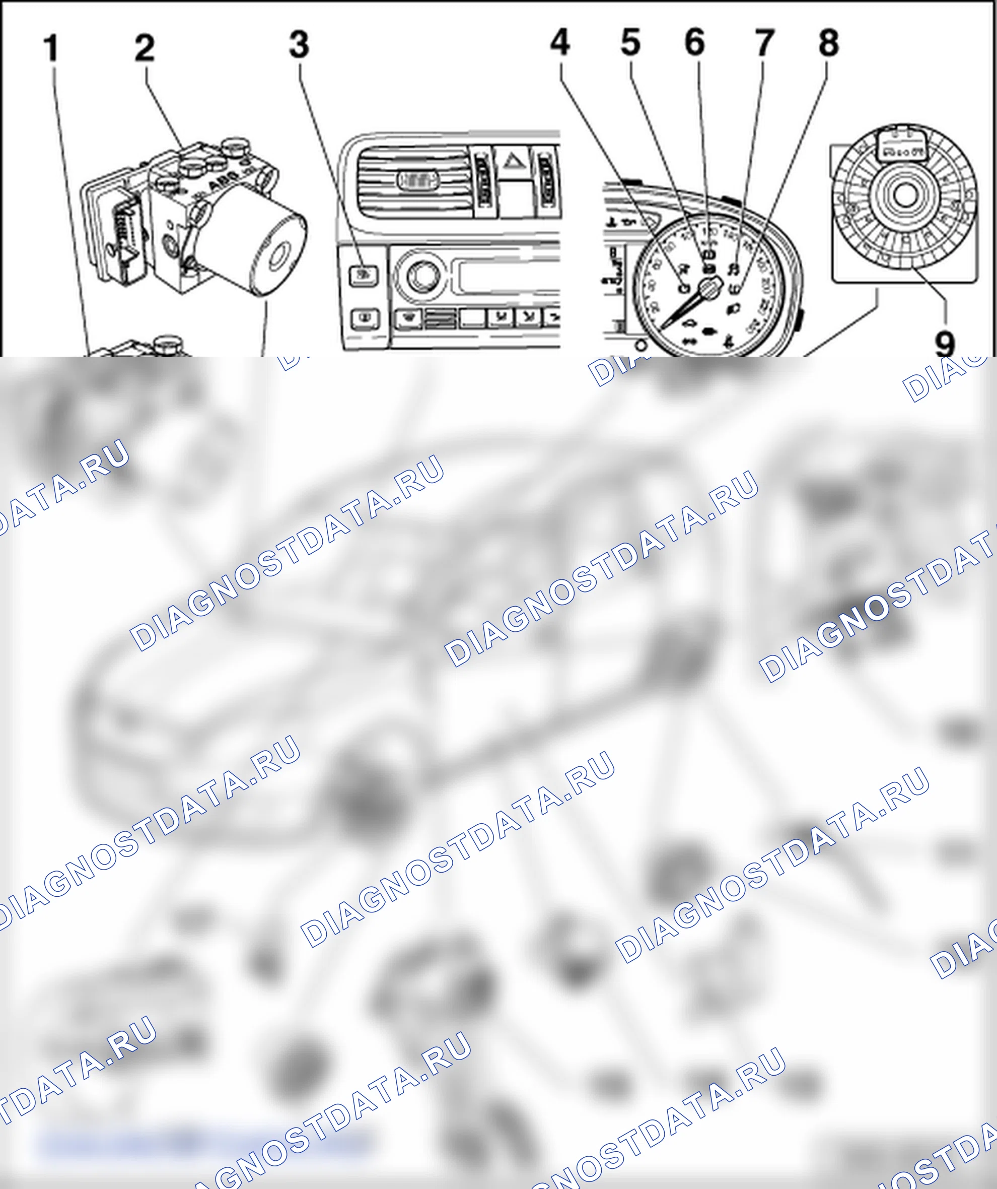 Электрические/электронные детали и Расположение ABS/ESP. Skoda Roomster I