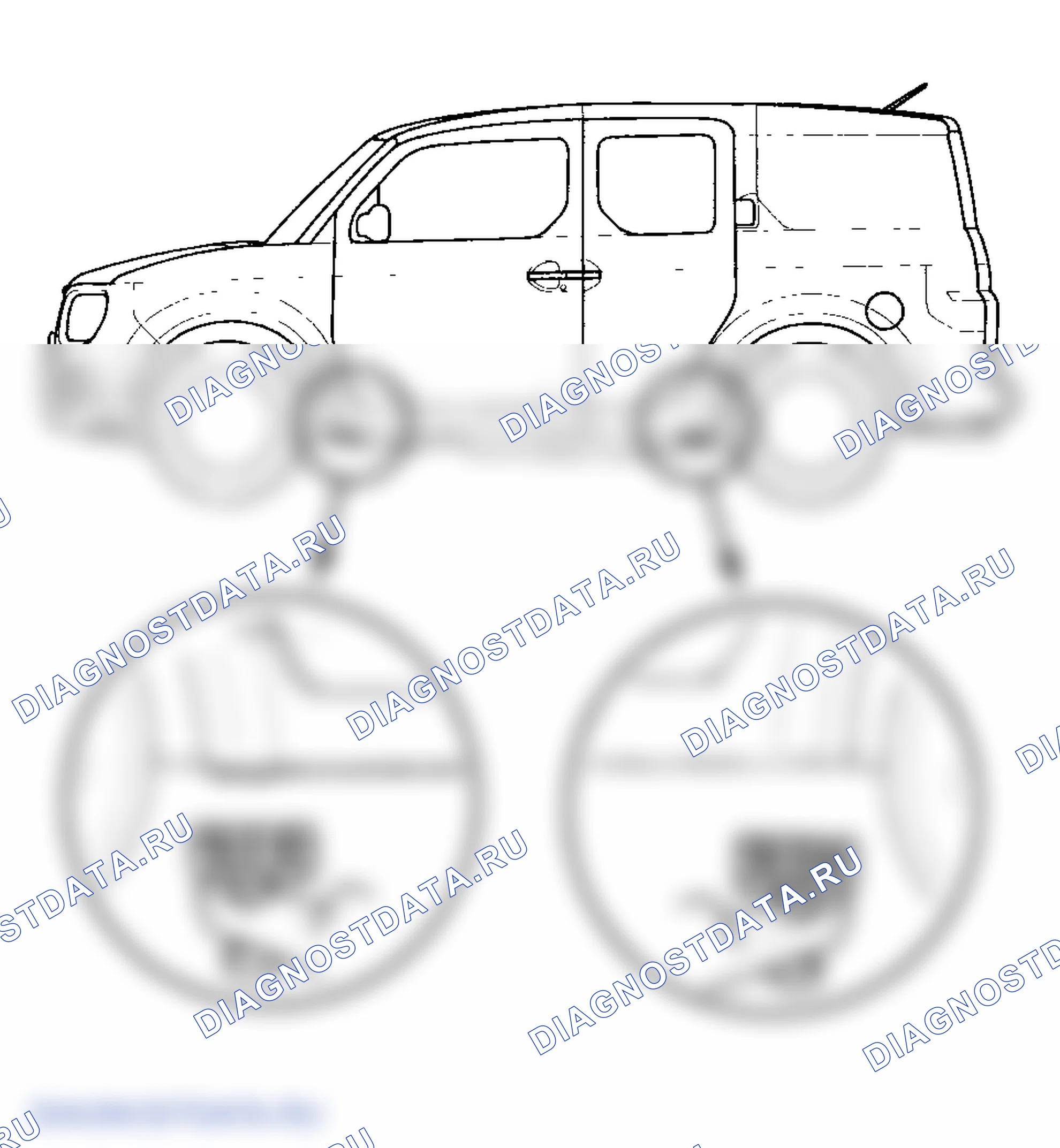 Рис. 66: Запуск и разгон на передачах заднего хода (режим 4WD). Honda Element YH2