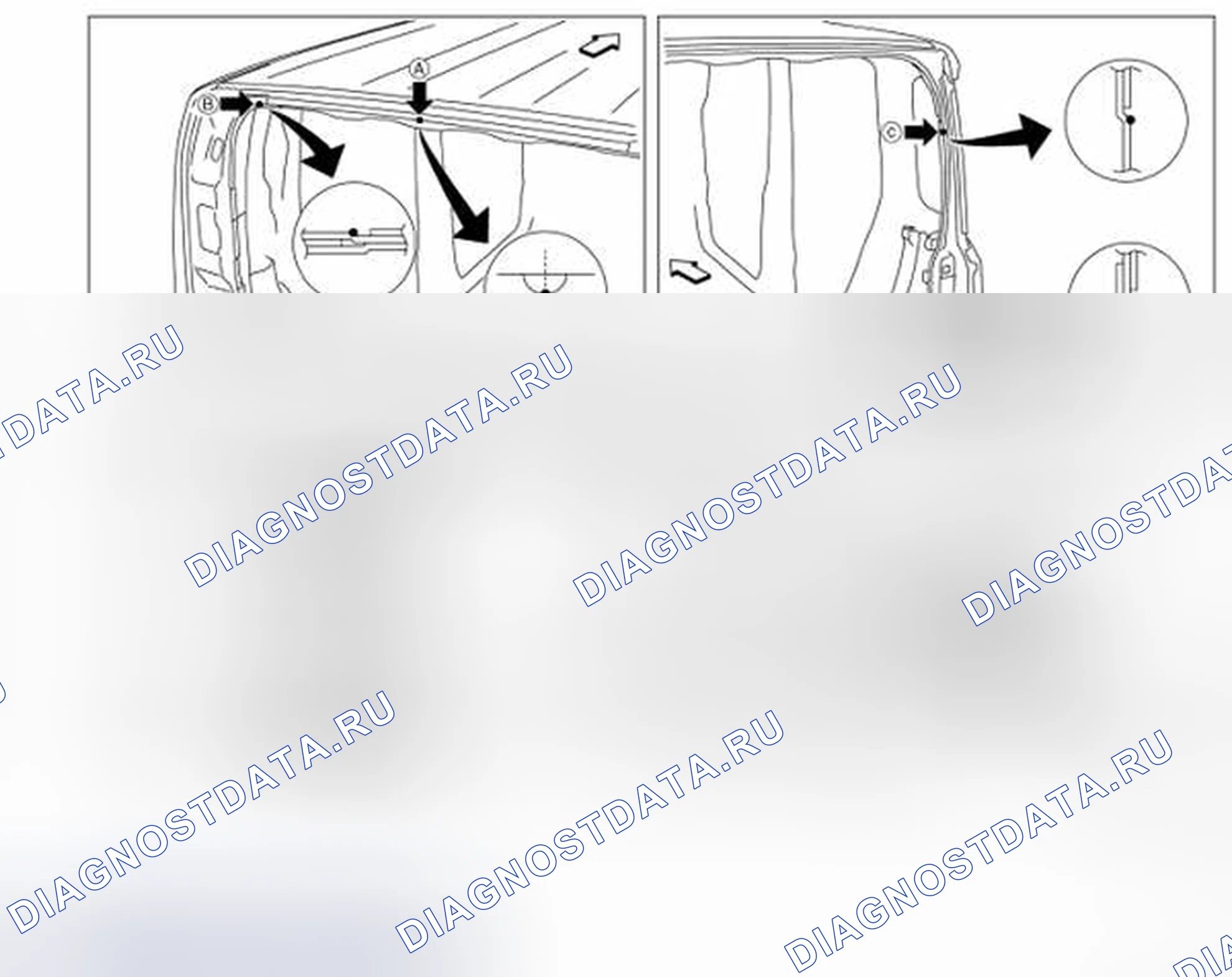 Рис. 139: ТОЧКИ ИЗМЕРЕНИЯ. Nissan Cube III